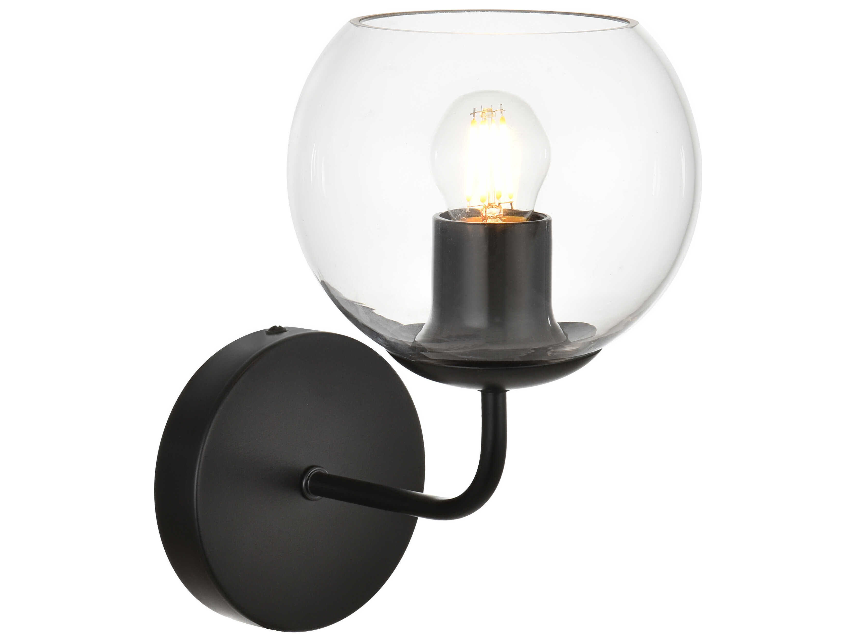 Elegant Lighting Genesis 1-Light Black Glass Wall Sconce