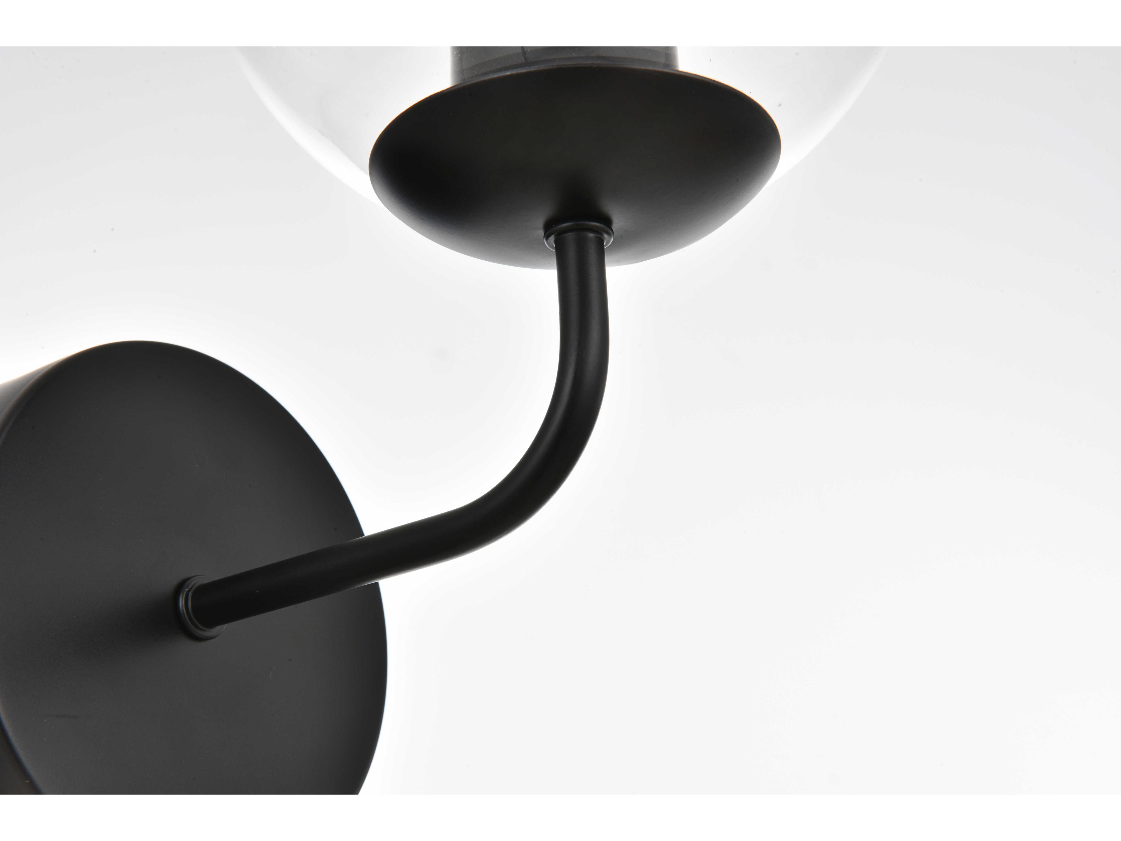 Elegant Lighting Genesis 1-Light Black Glass Wall Sconce