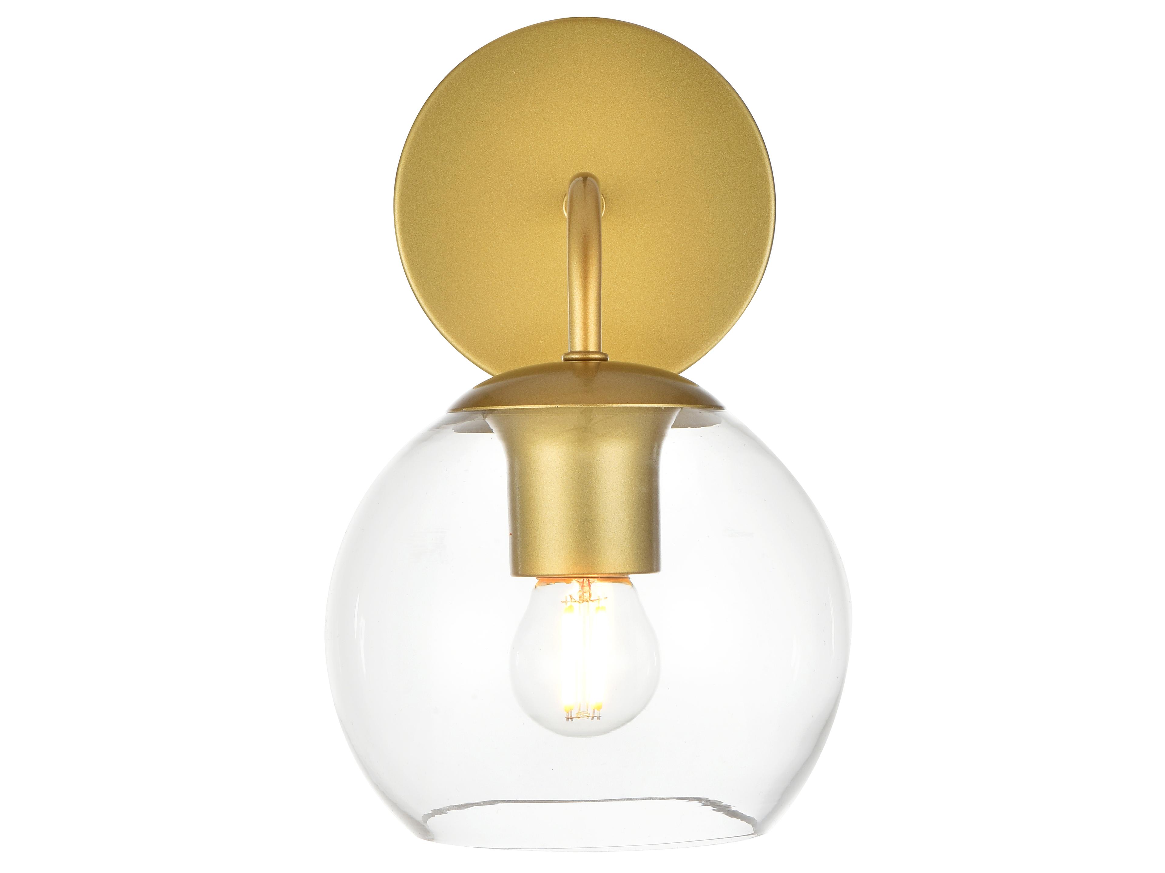 Elegant Lighting Genesis 1-Light Brass Glass Wall Sconce