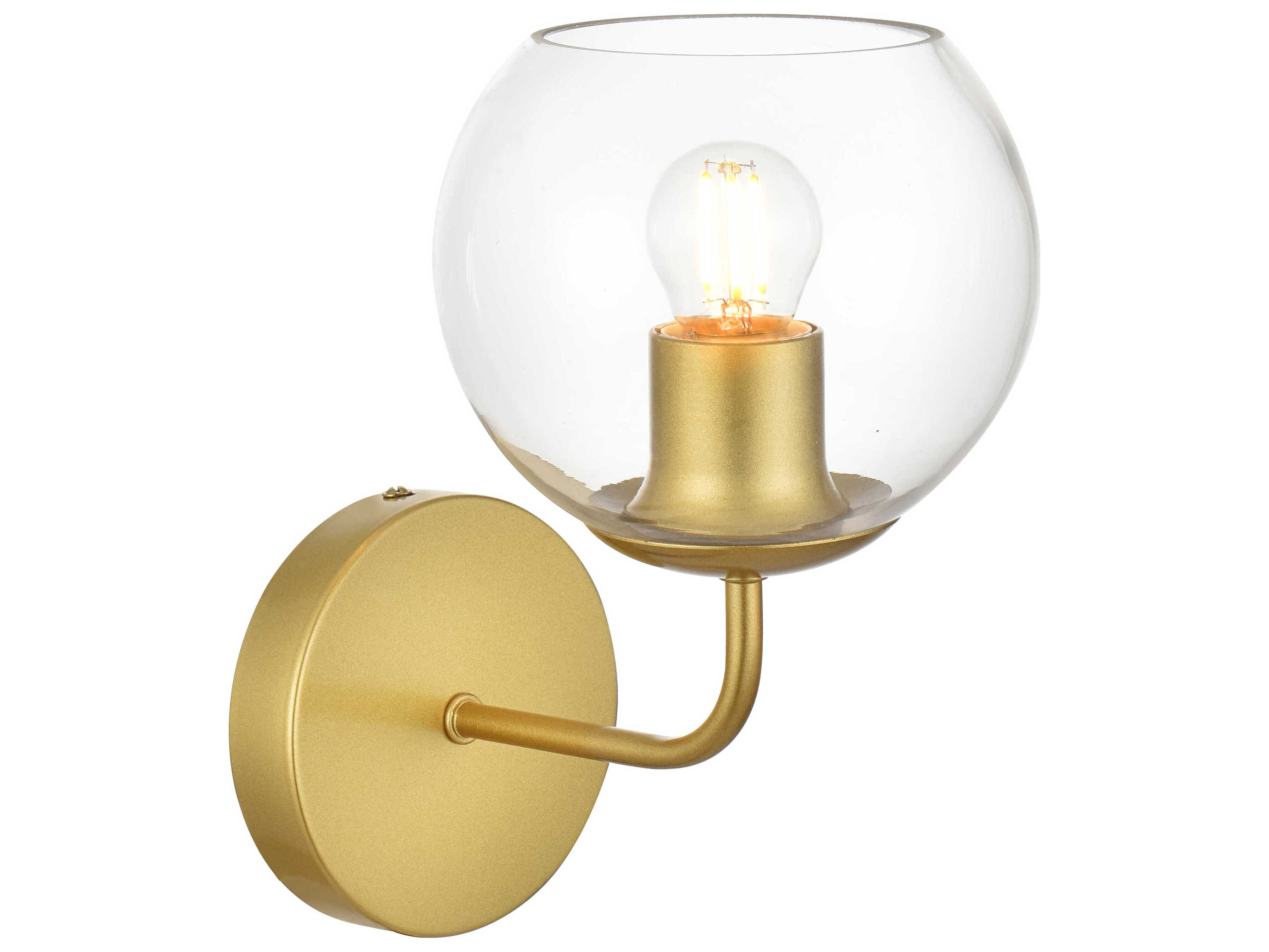 Elegant Lighting Genesis 1-Light Brass Glass Wall Sconce