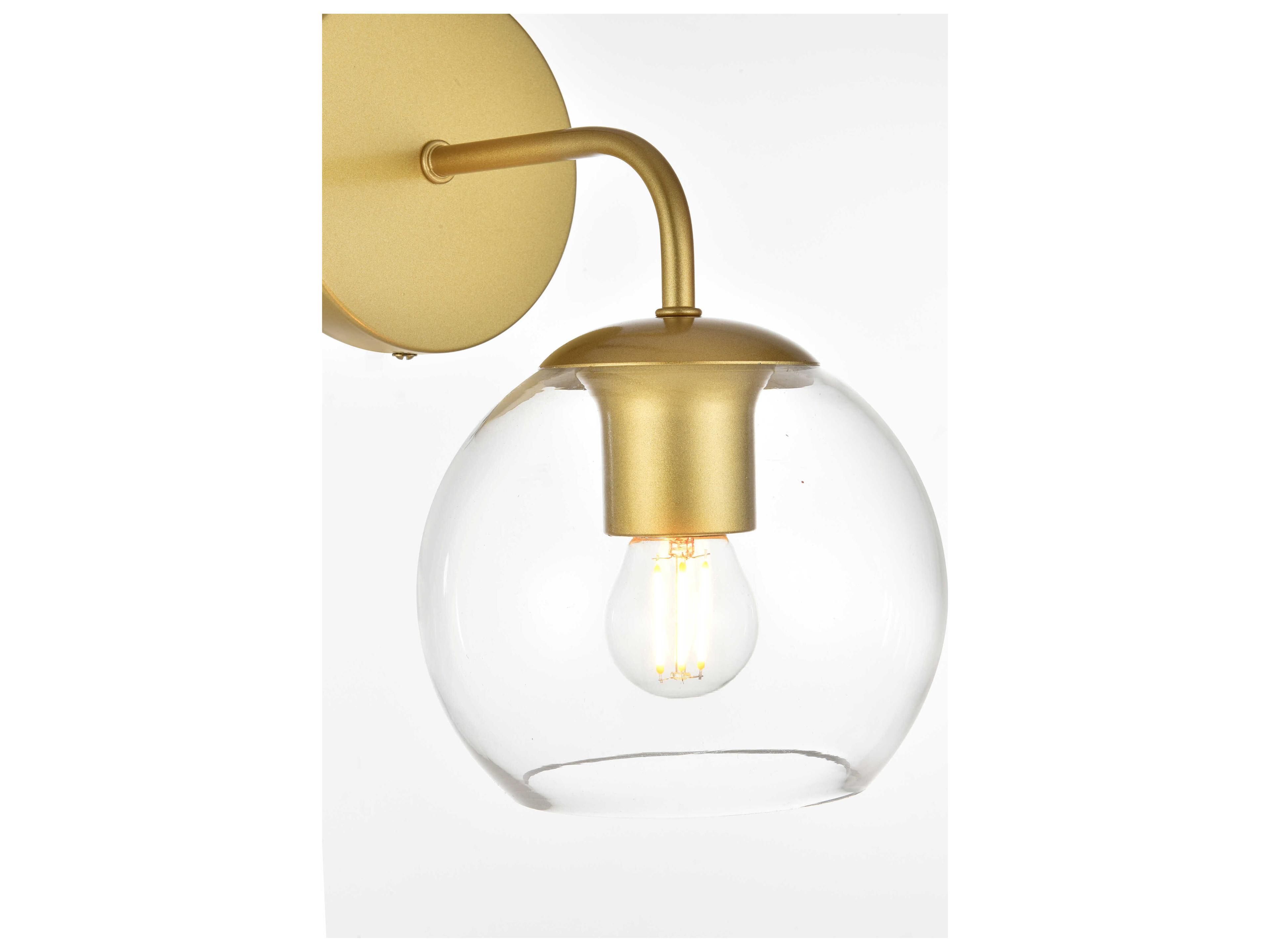 Elegant Lighting Genesis 1-Light Brass Glass Wall Sconce