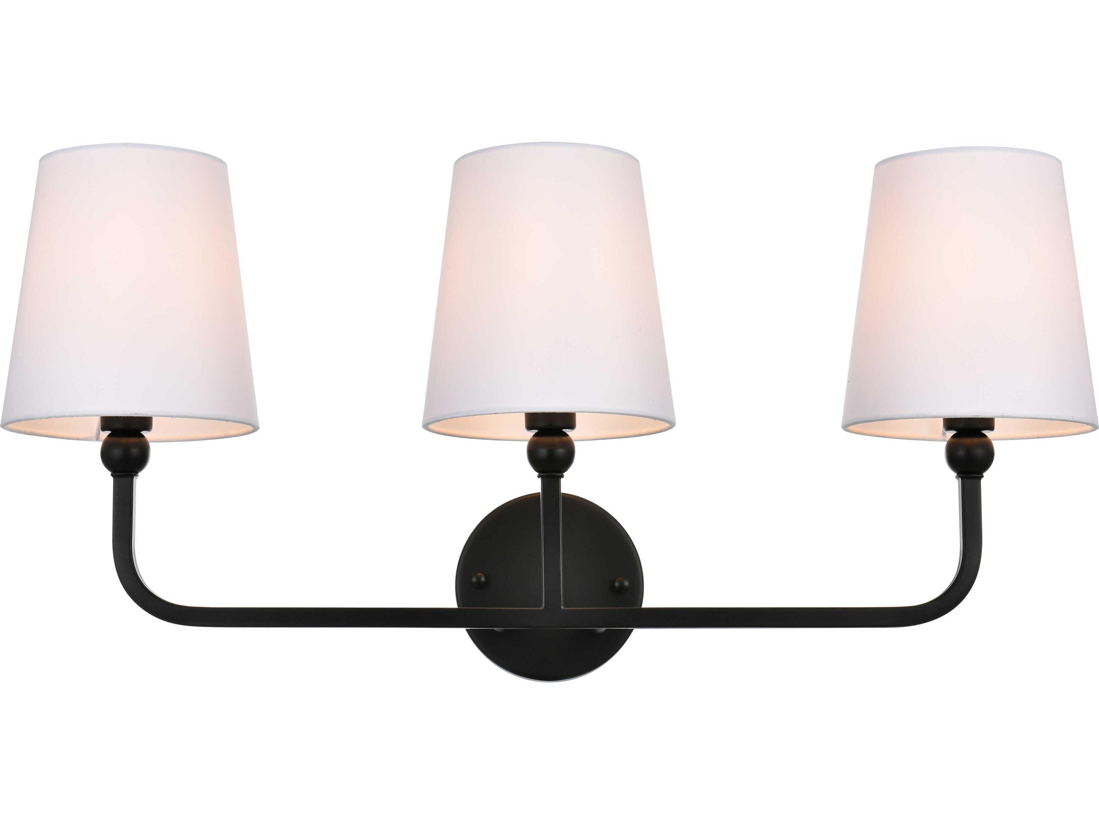 Elegant Lighting Colson 3-Light Black Glass Vanity Light