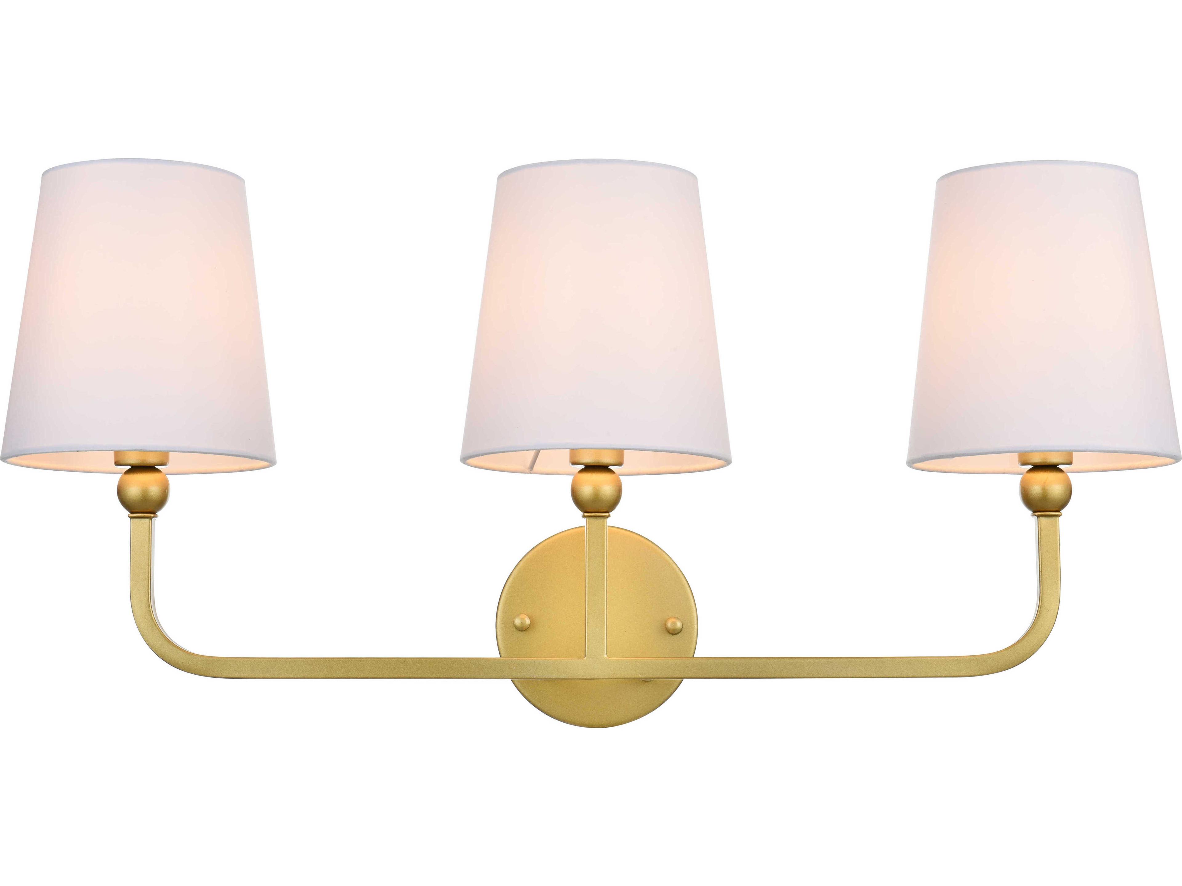 Elegant Lighting Colson 3-Light Brass Glass Vanity Light