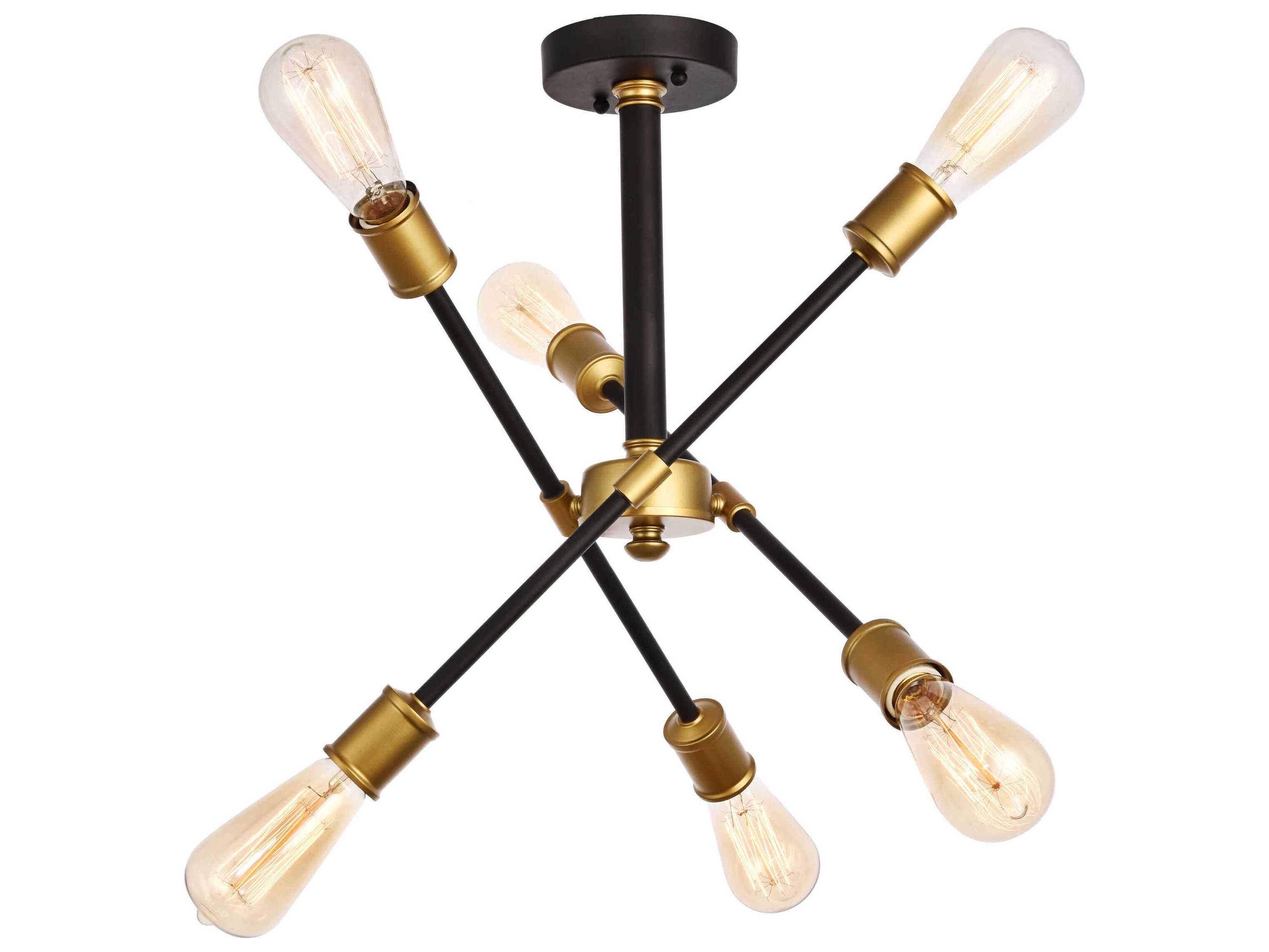 Elegant Lighting Axel 6-Light Black Brass Sputnik Semi Flush Mount