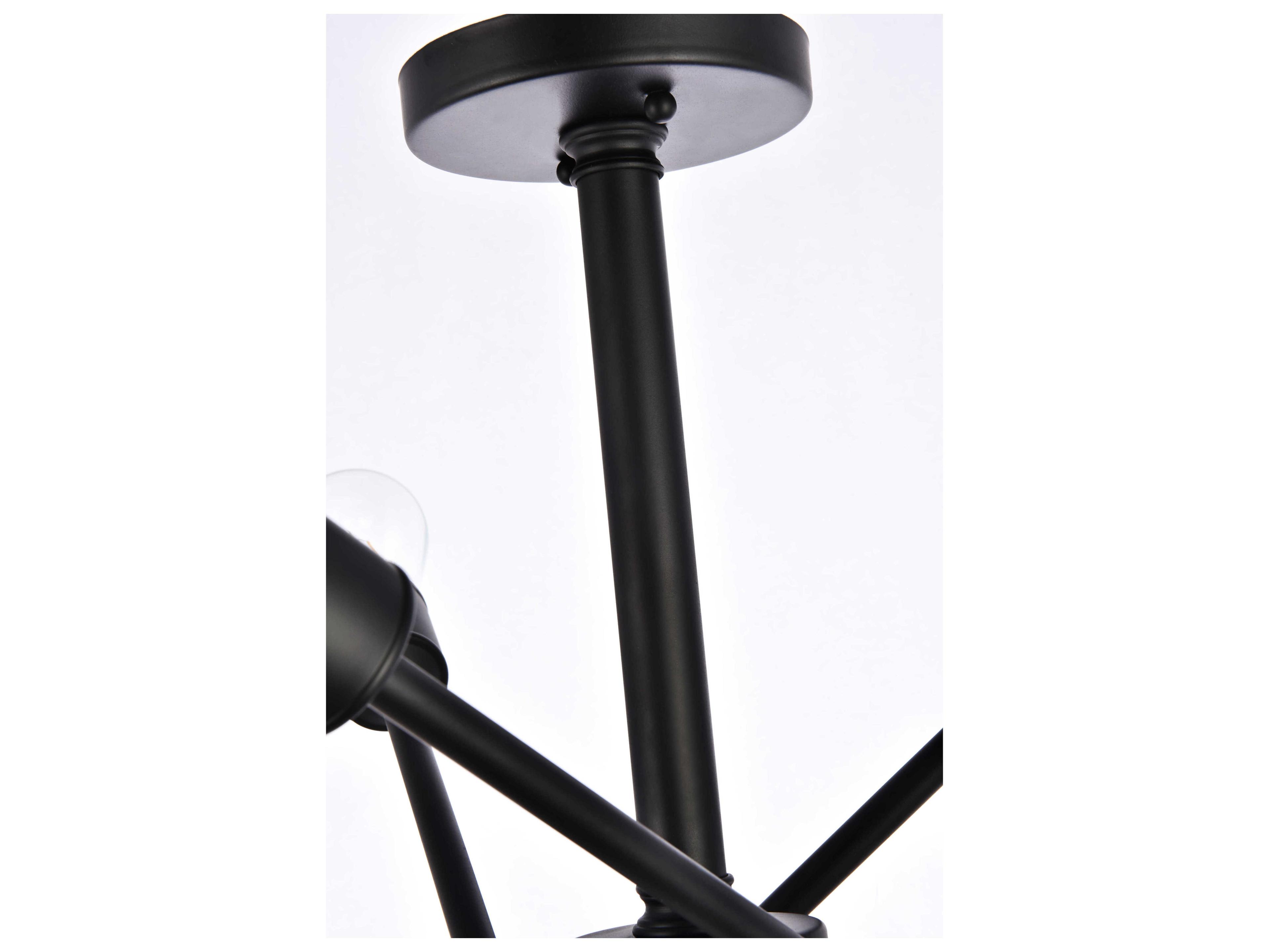Elegant Lighting Axel 6-Light Black Sputnik Semi Flush Mount