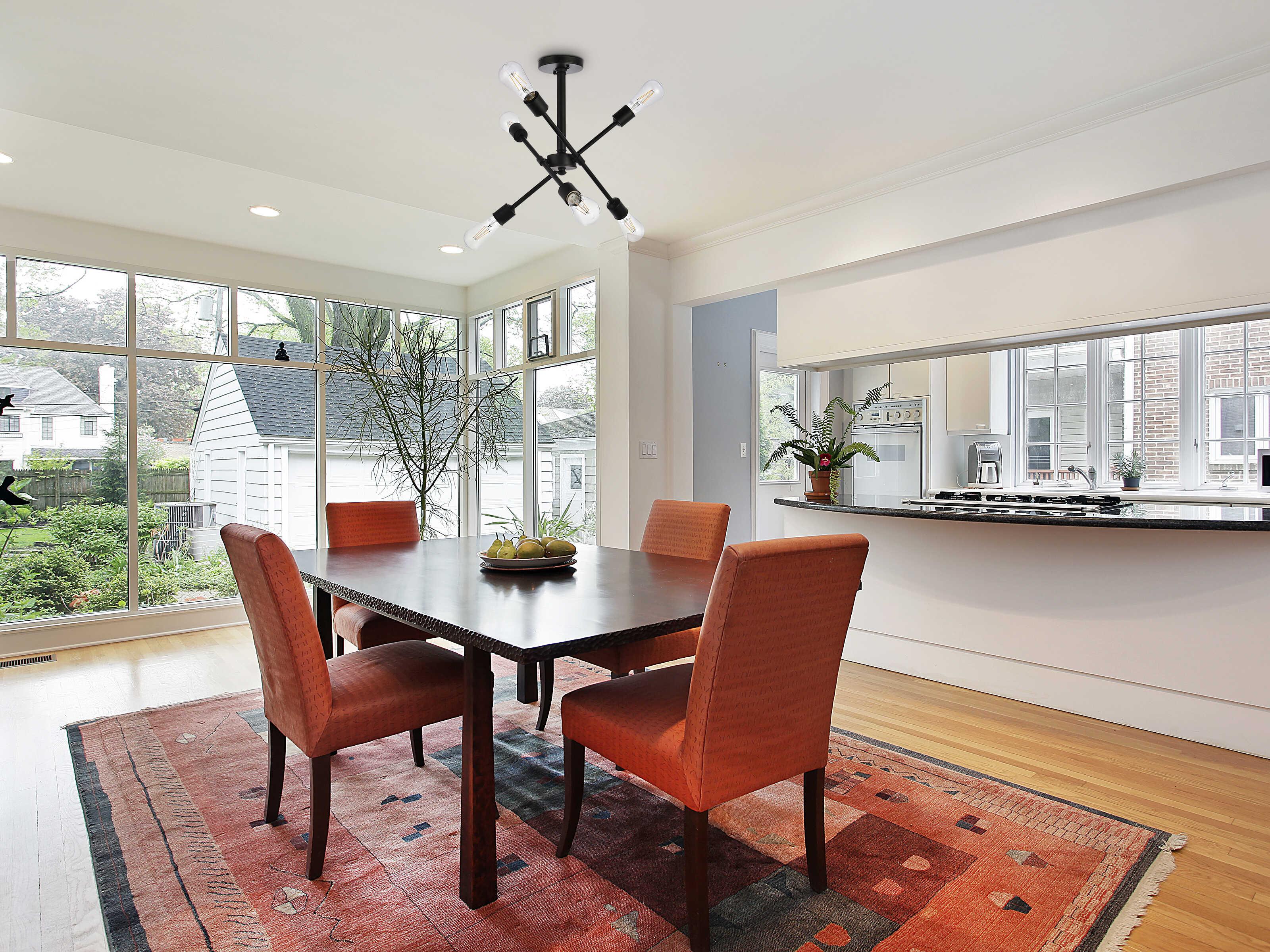 Elegant Lighting Axel 6-Light Black Sputnik Semi Flush Mount