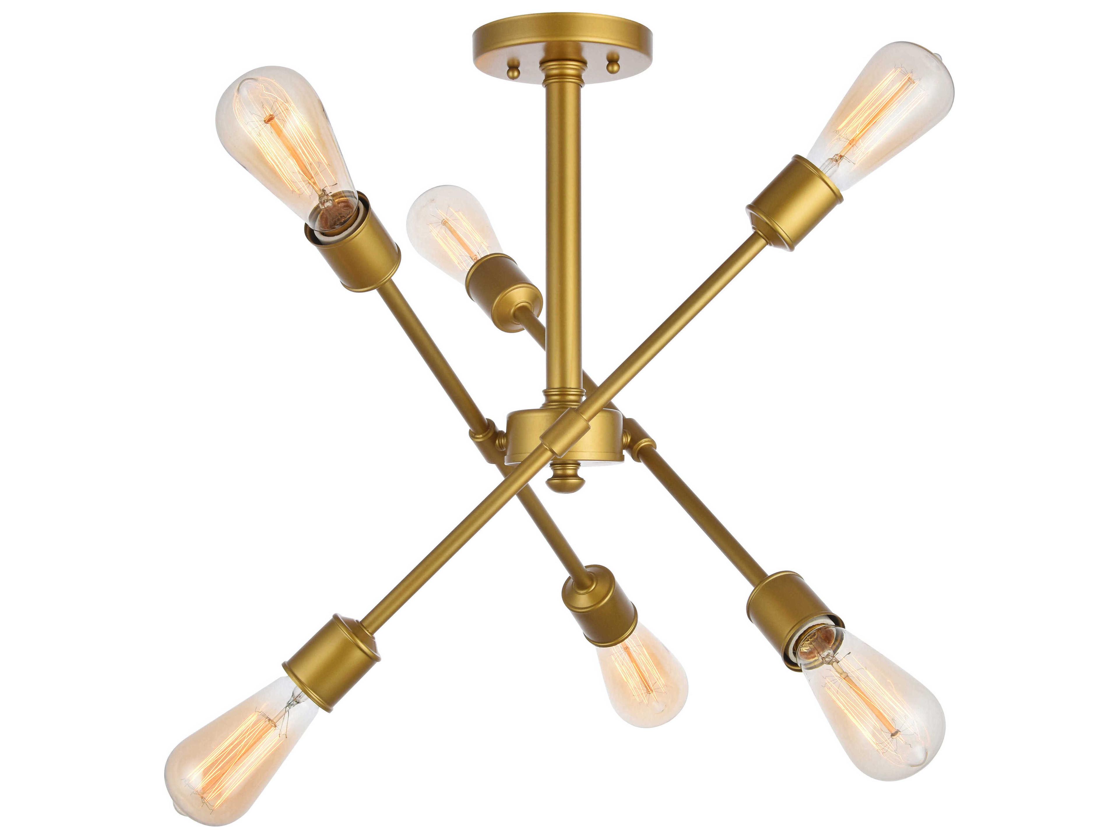 Elegant Lighting Axel 6-Light Brass Sputnik Semi Flush Mount