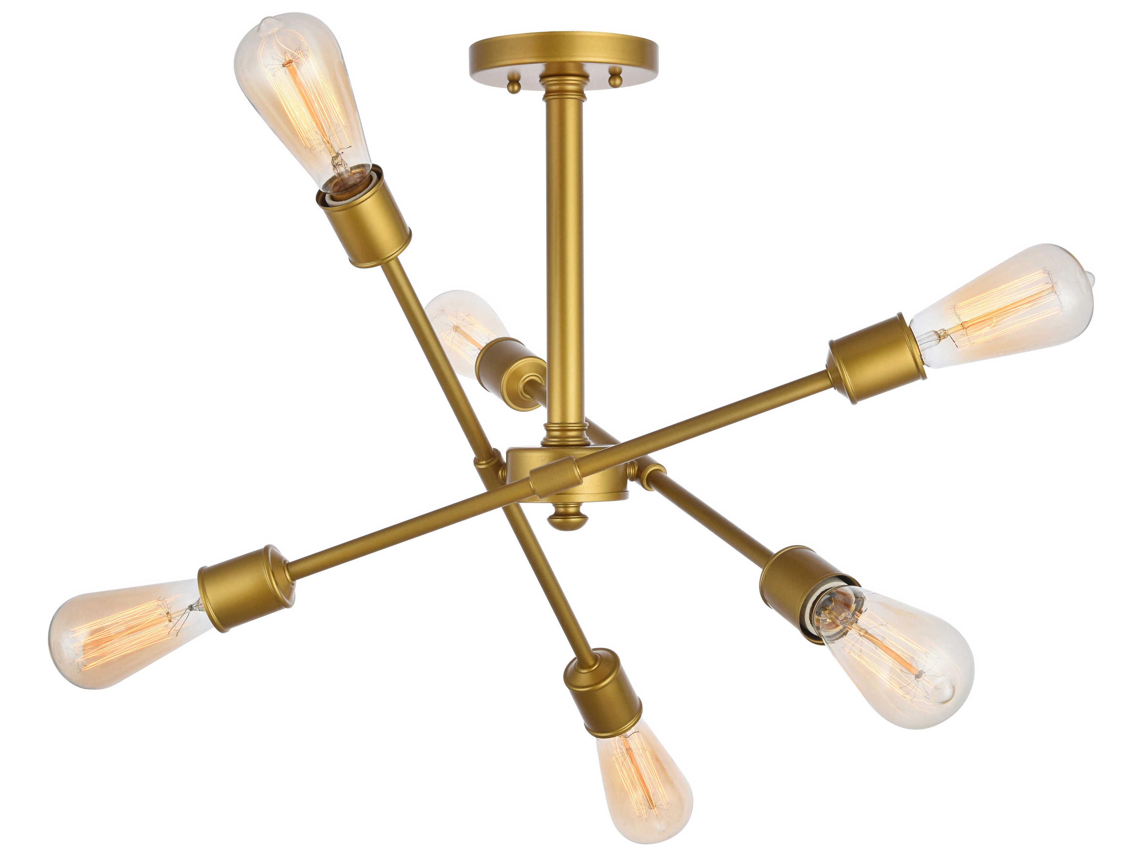 Elegant Lighting Axel 6-Light Brass Sputnik Semi Flush Mount