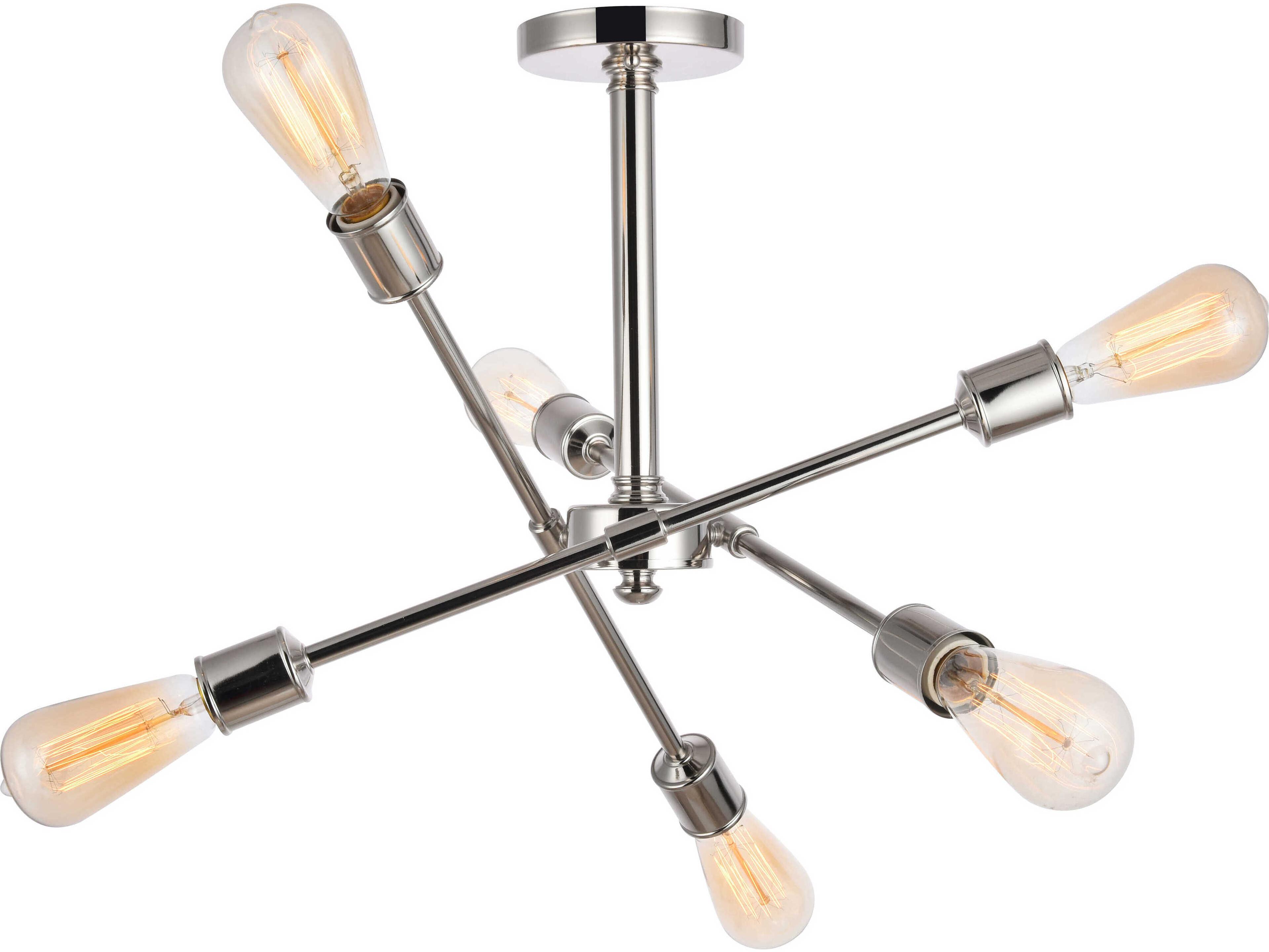 Elegant Lighting Axel 6-Light Polished Nickel Sputnik Semi Flush Mount
