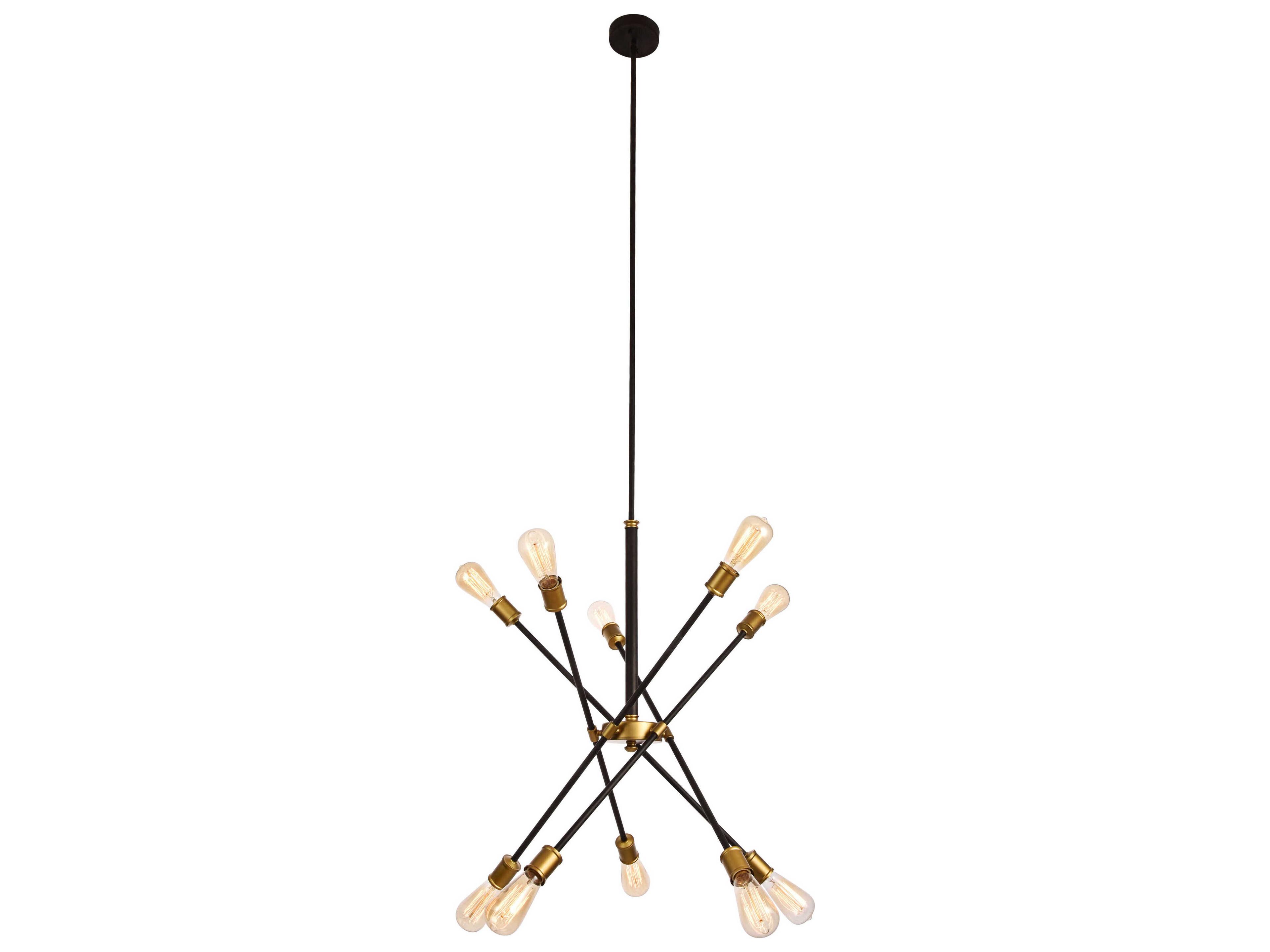 Elegant Lighting Axel 10-Light Black Brass Sputnik Pendant