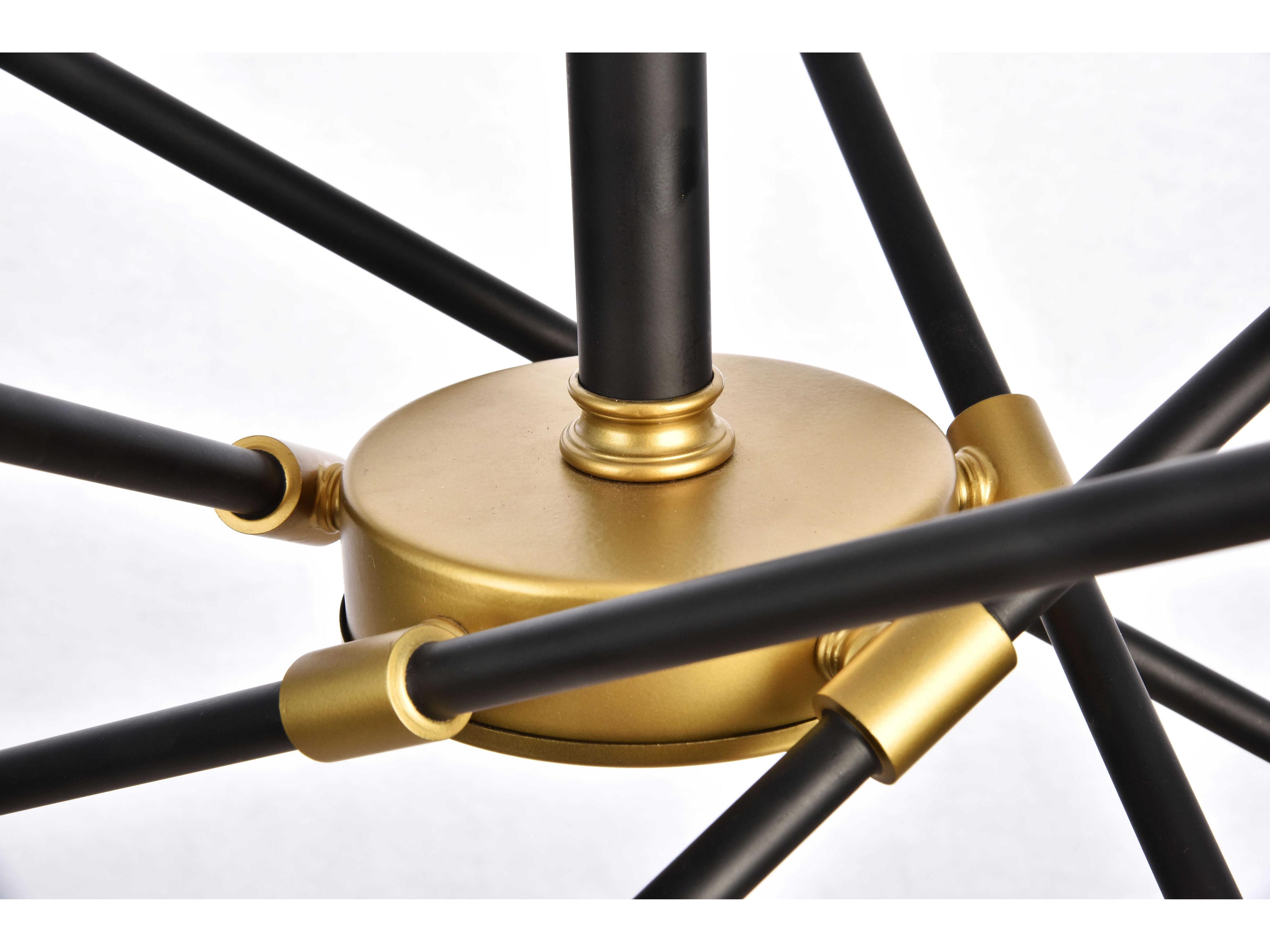 Elegant Lighting Axel 10-Light Black Brass Sputnik Pendant
