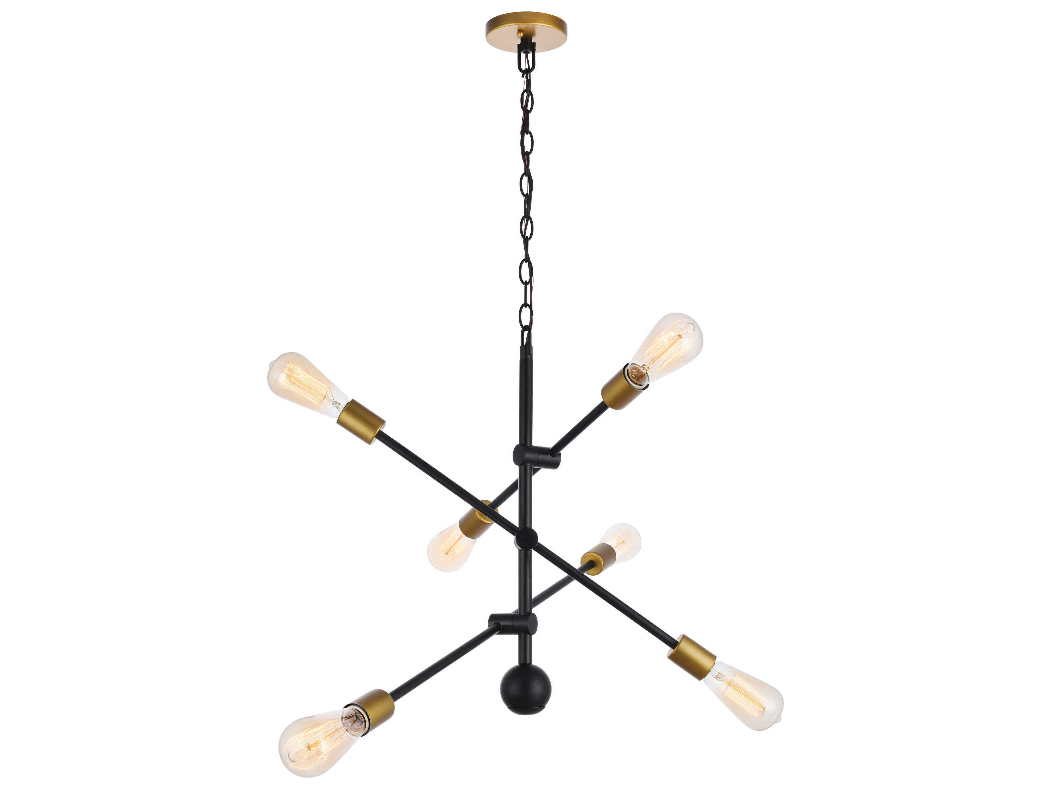 Elegant Lighting Axel 6-Light Black Brass Sputnik Pendant