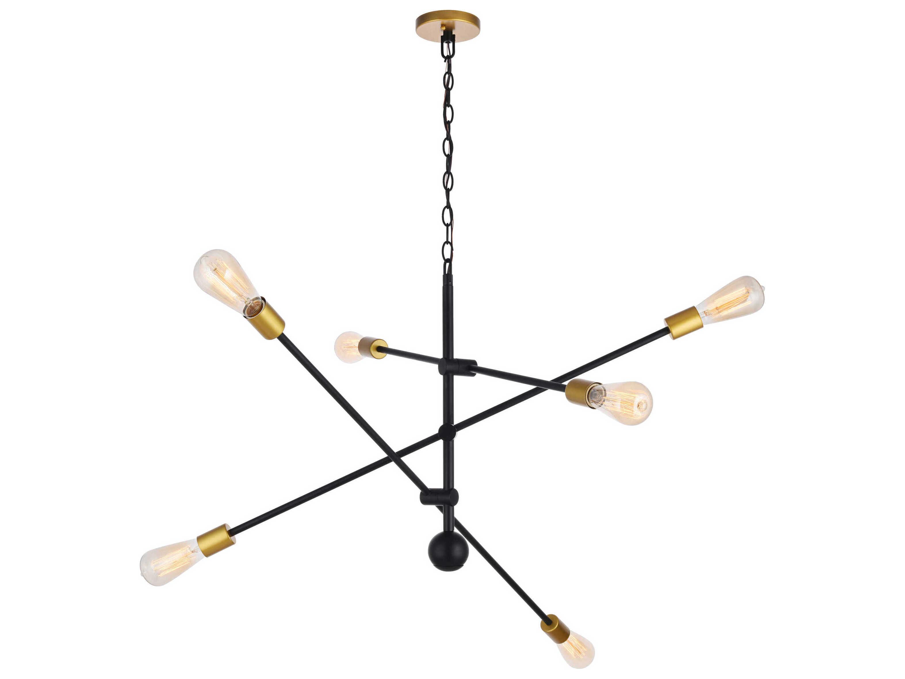 Elegant Lighting Axel 6-Light Black Brass Sputnik Pendant