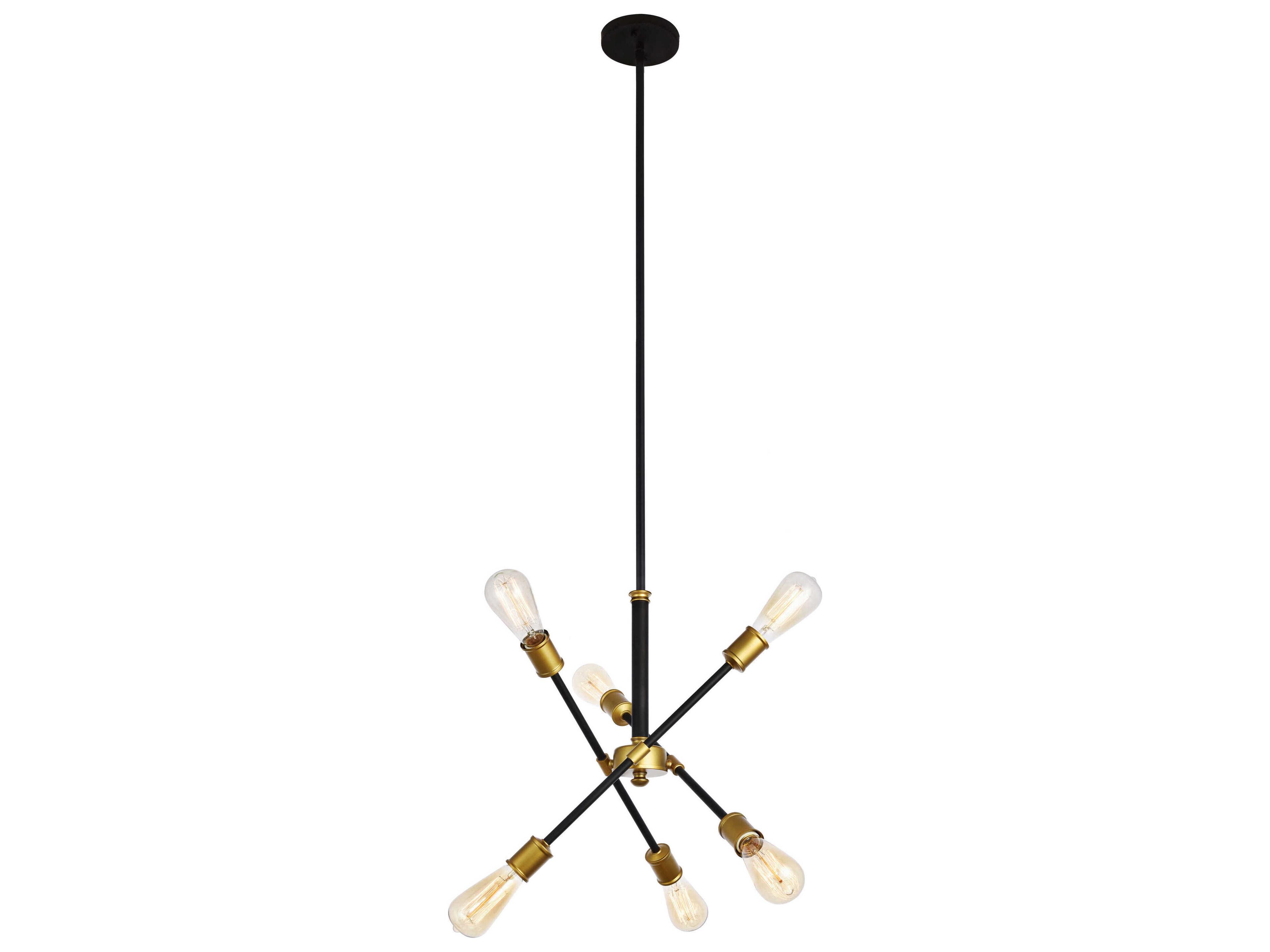 Elegant Lighting Axel 6-Light Black Brass Glass Sputnik Pendant