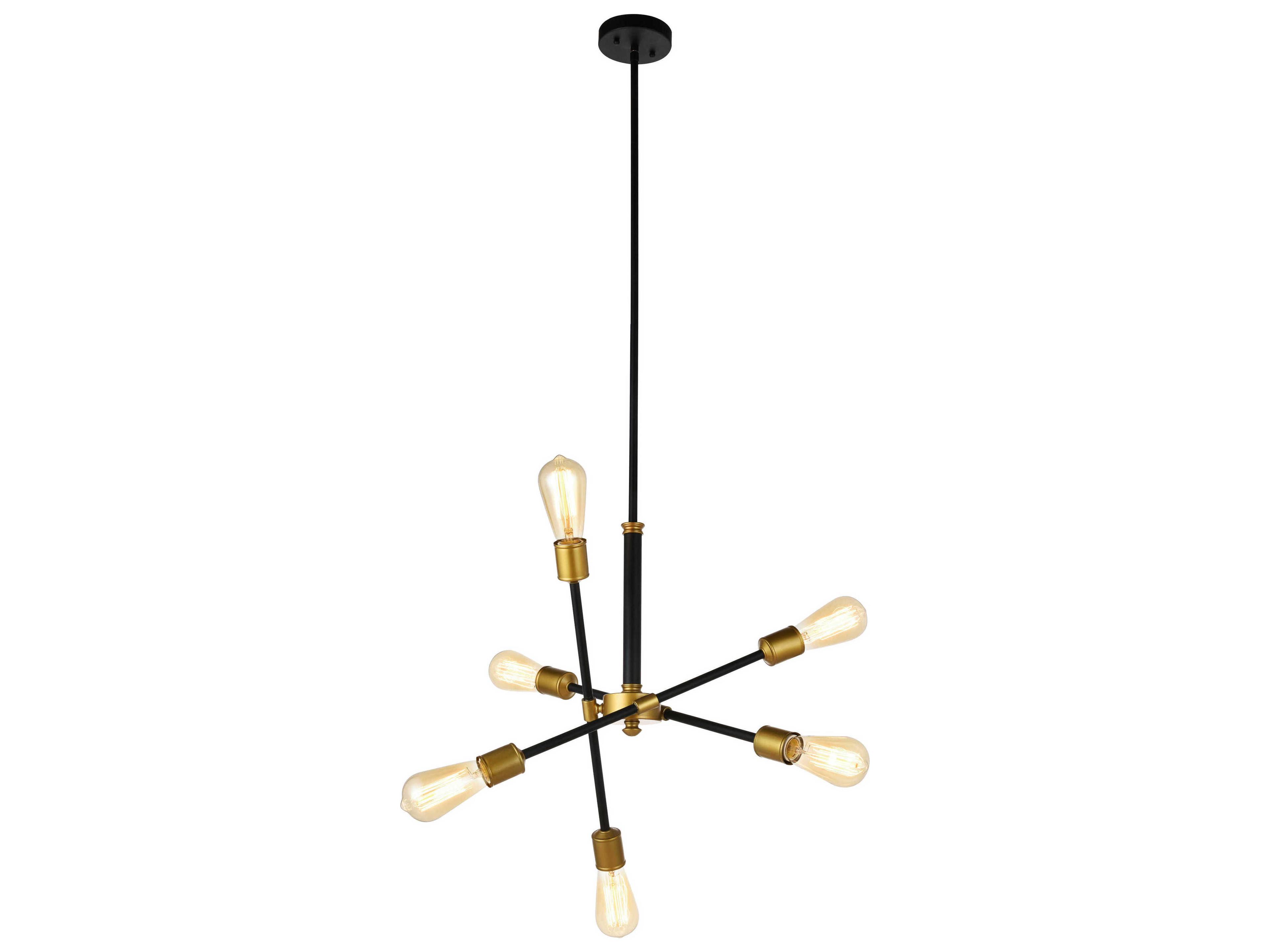 Elegant Lighting Axel 6-Light Black Brass Glass Sputnik Pendant