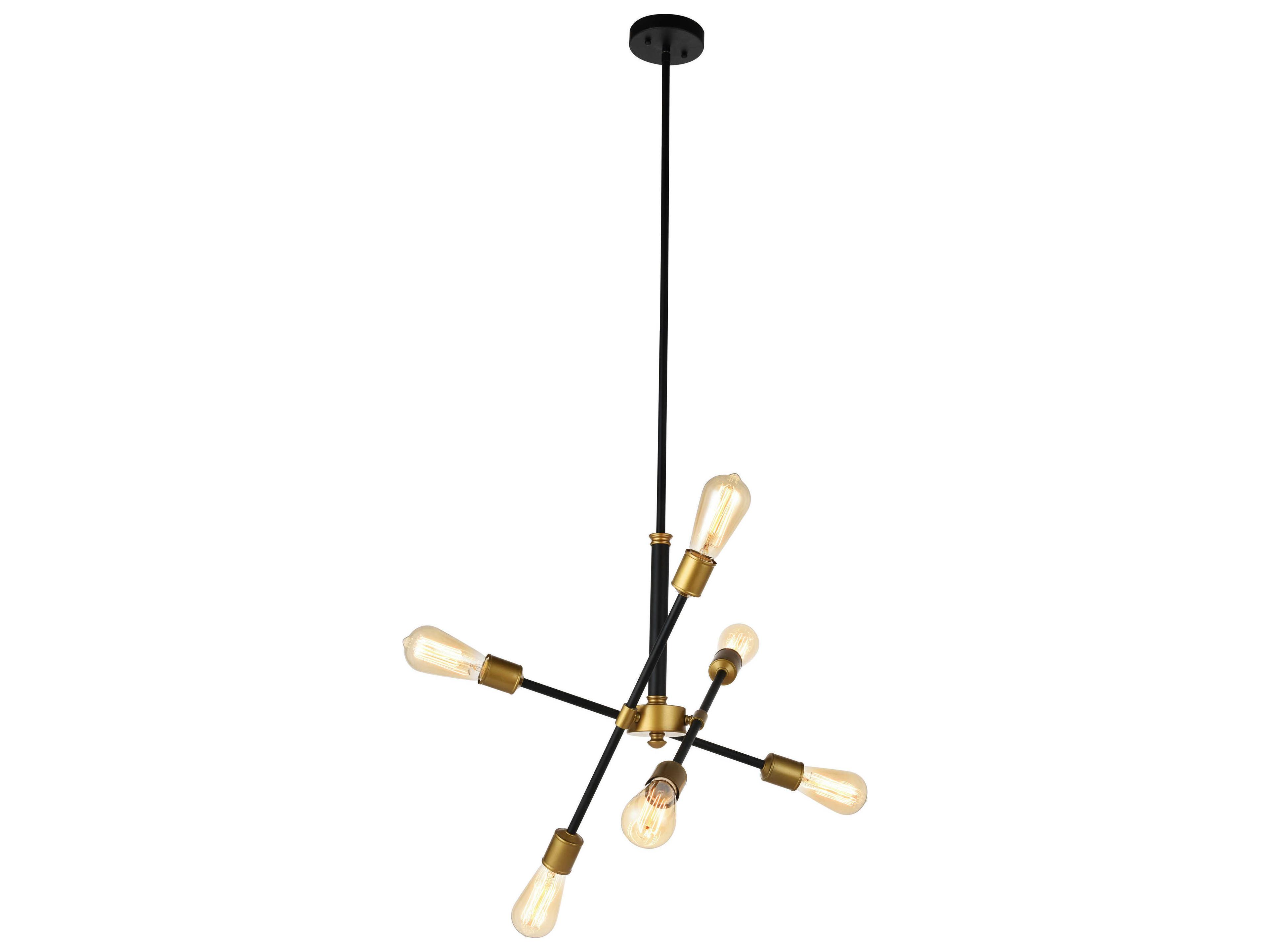 Elegant Lighting Axel 6-Light Black Brass Glass Sputnik Pendant