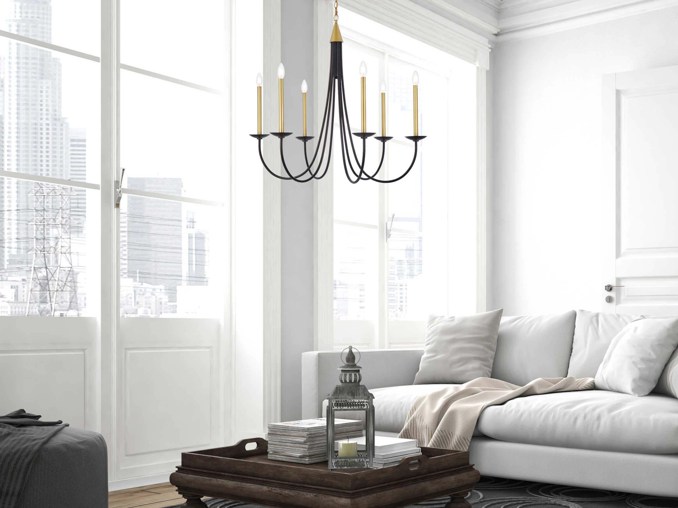 Elegant Lighting Cohen 6-Light Black And Brass Chandelier
