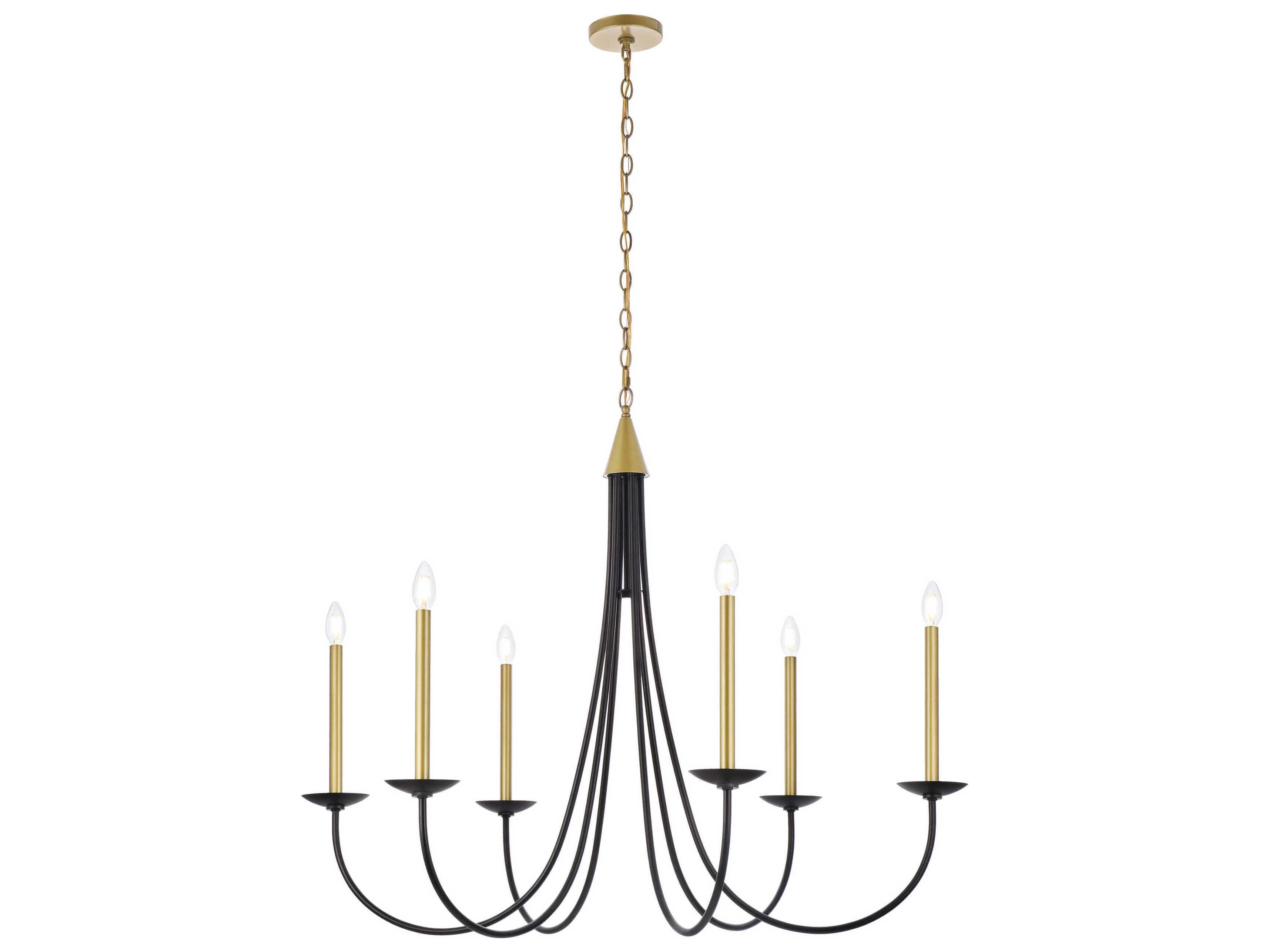Elegant Lighting Cohen 6-Light Black And Brass Chandelier