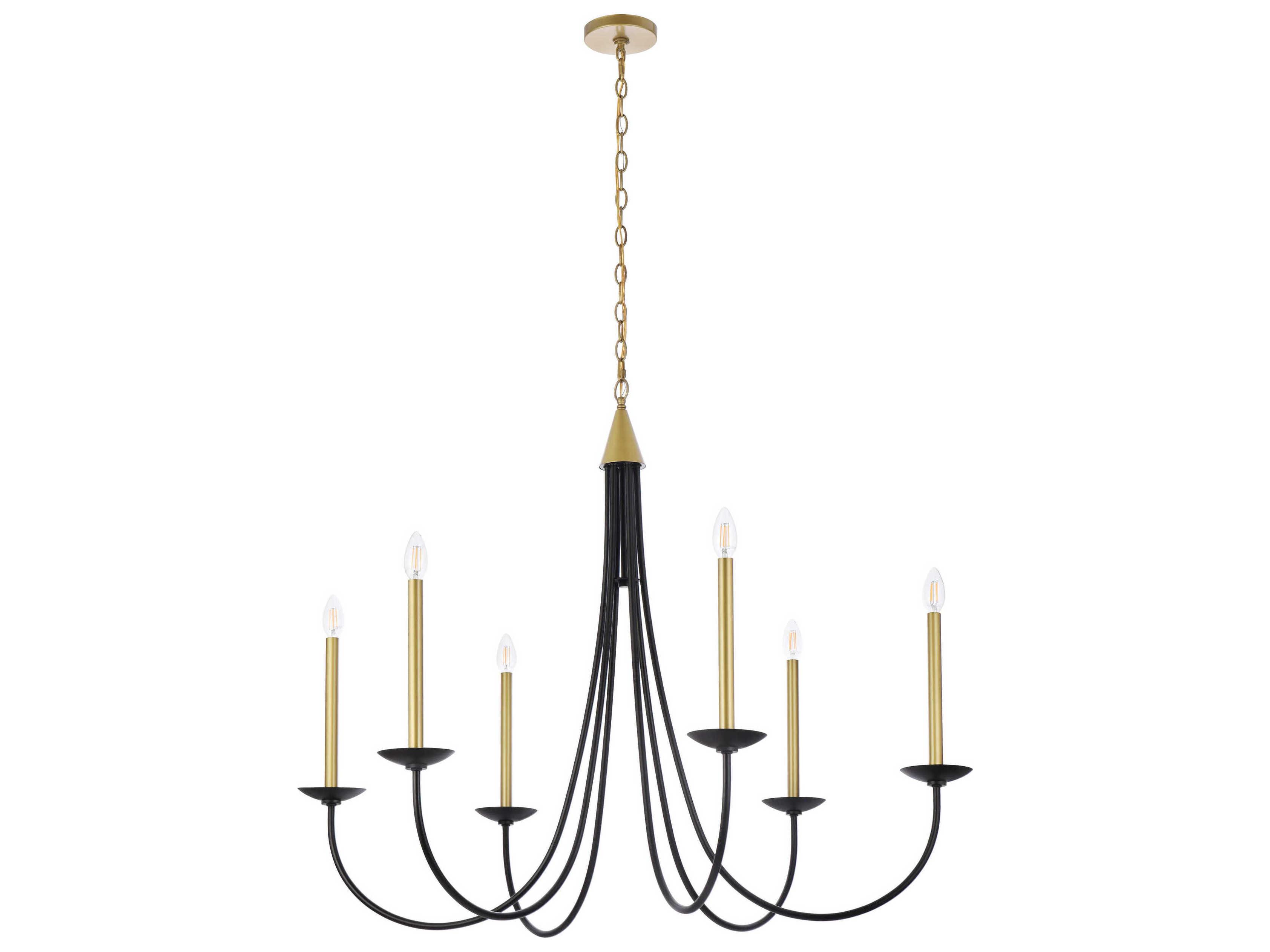 Elegant Lighting Cohen 6-Light Black And Brass Chandelier