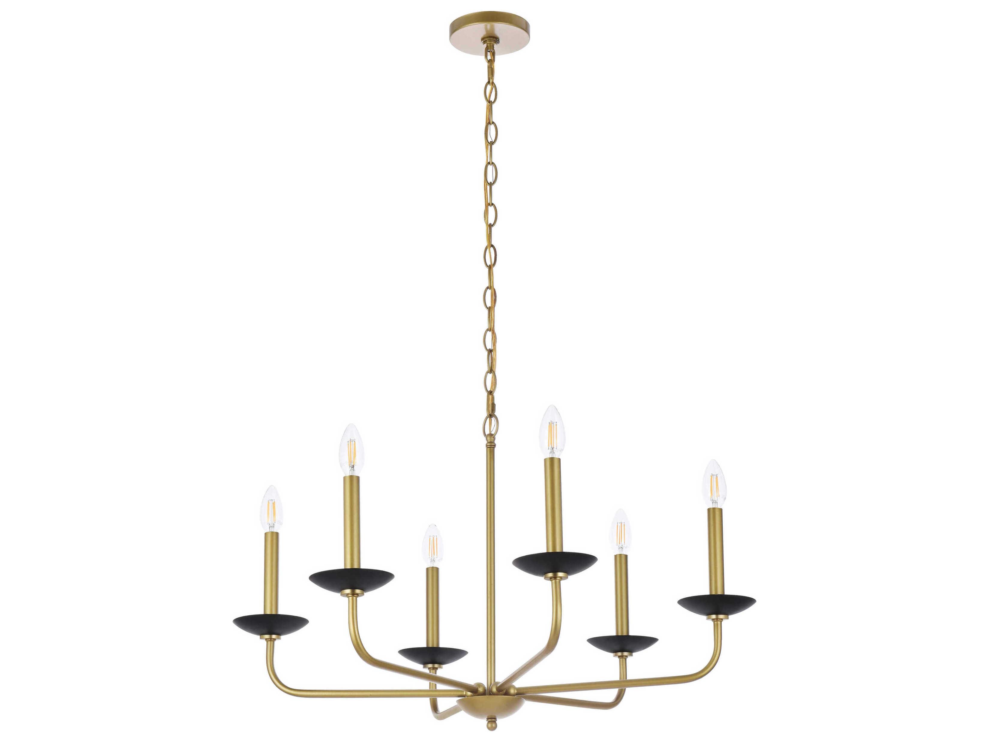 Elegant Lighting Cohen 6-Light Black And Brass Chandelier