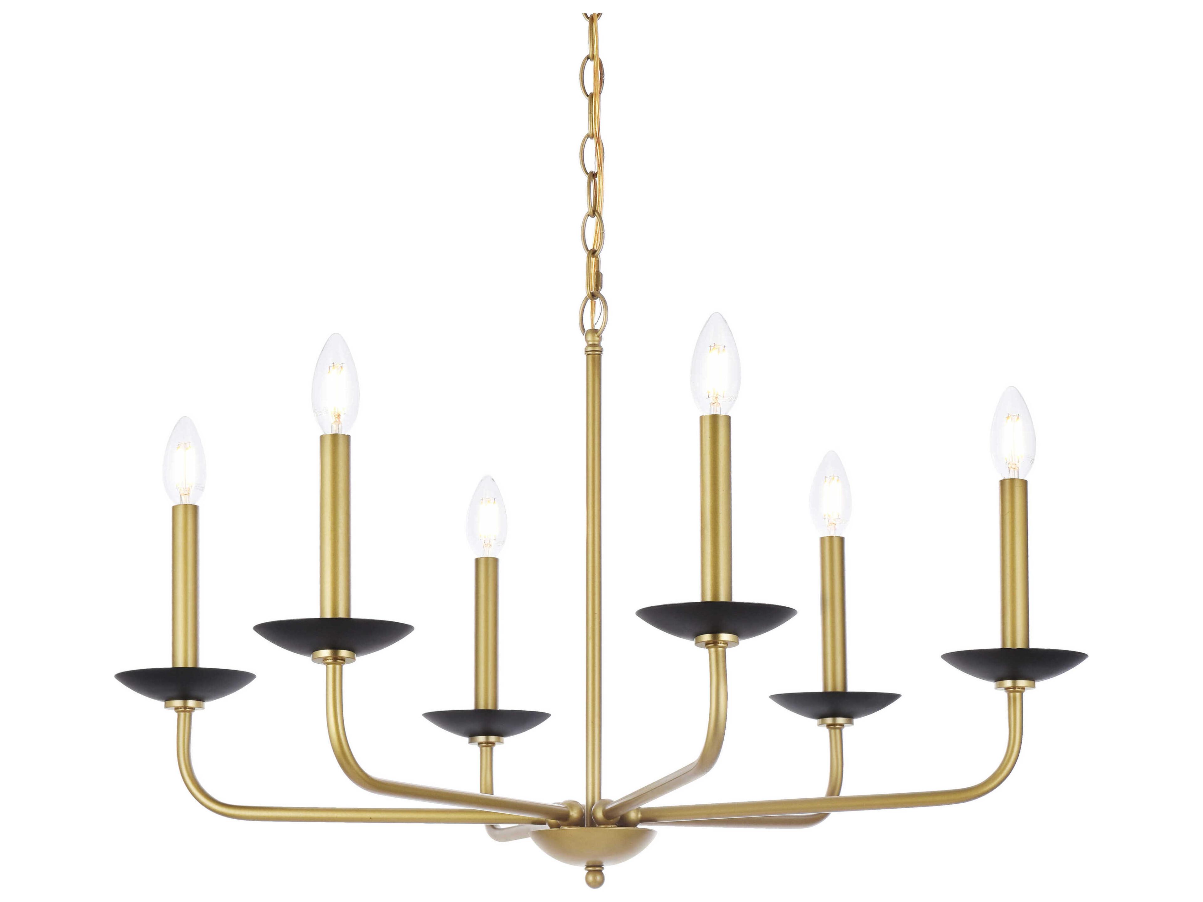 Elegant Lighting Cohen 6-Light Black And Brass Chandelier