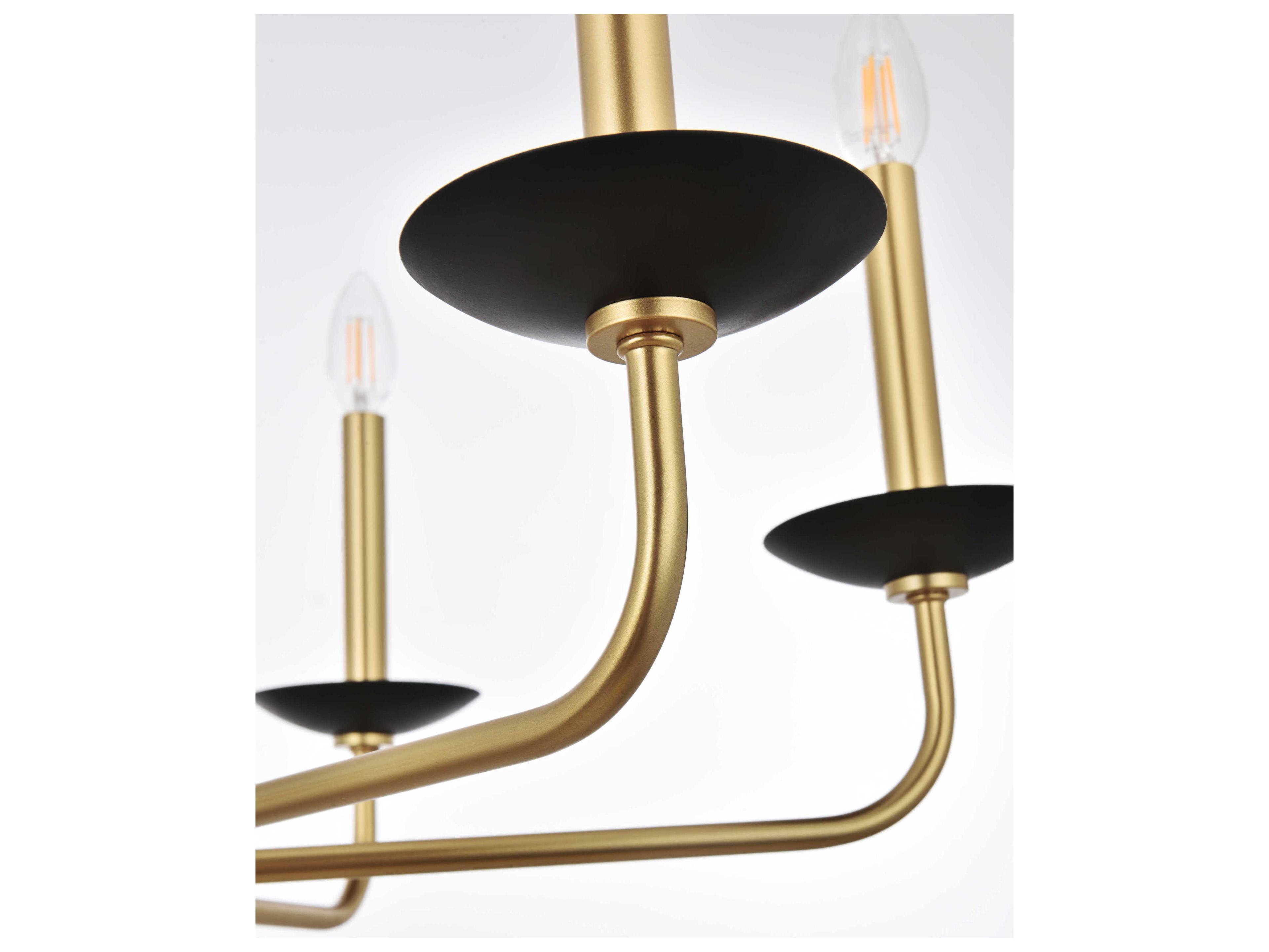 Elegant Lighting Cohen 6-Light Black And Brass Chandelier