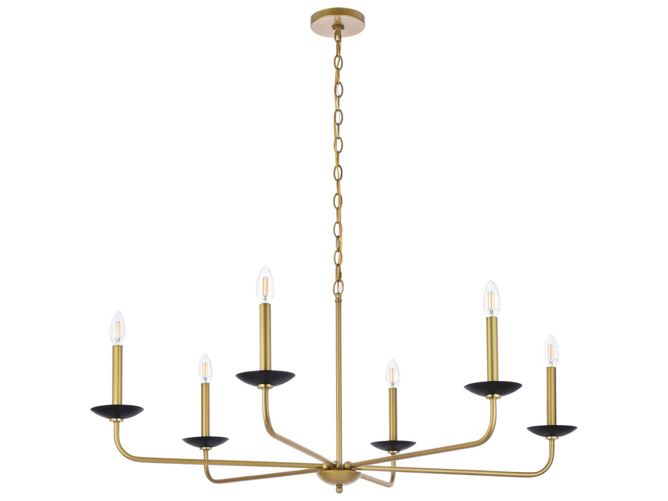 Elegant Lighting Cohen 6-Light Black And Brass Chandelier