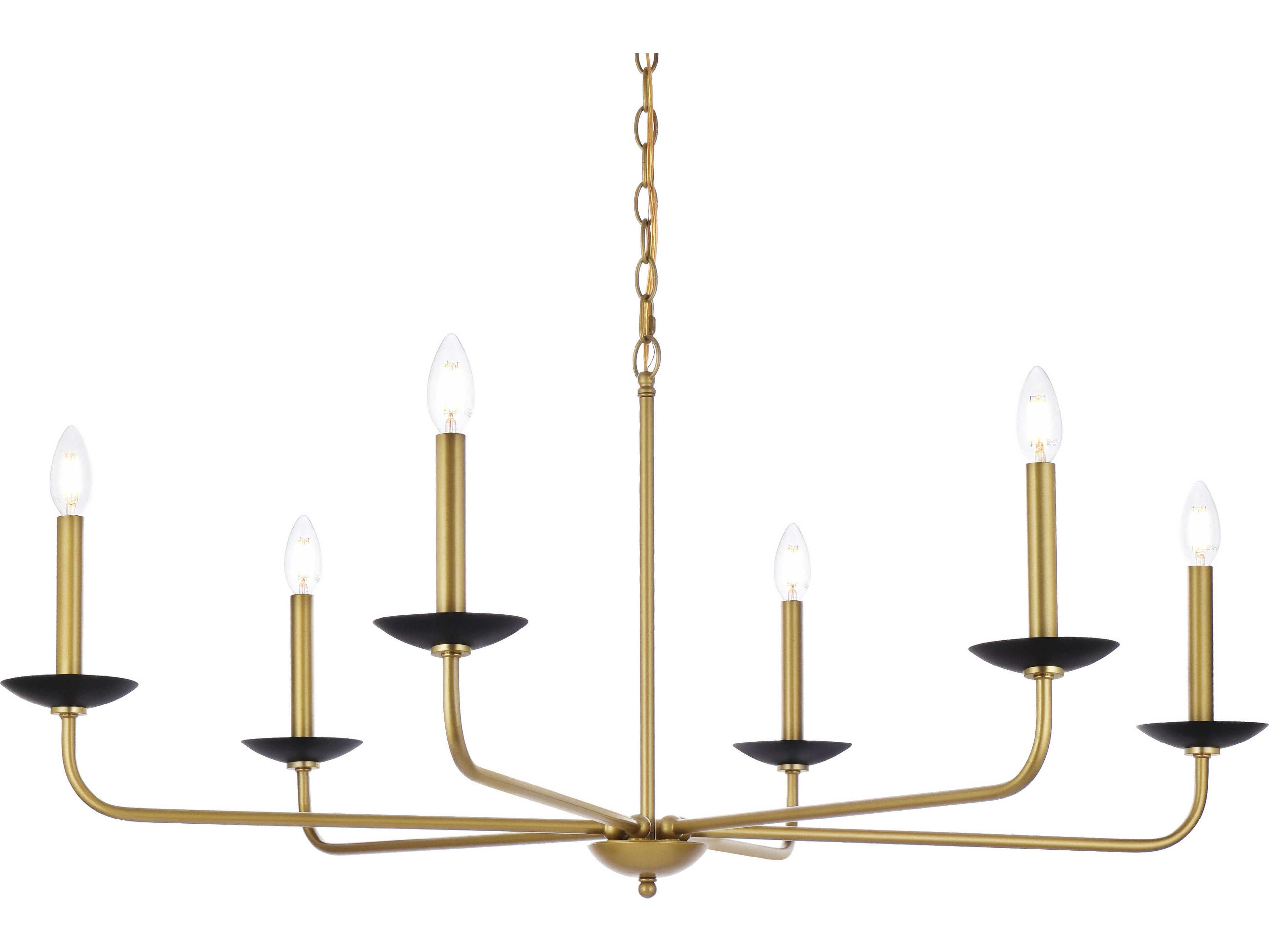 Elegant Lighting Cohen 6-Light Black And Brass Chandelier