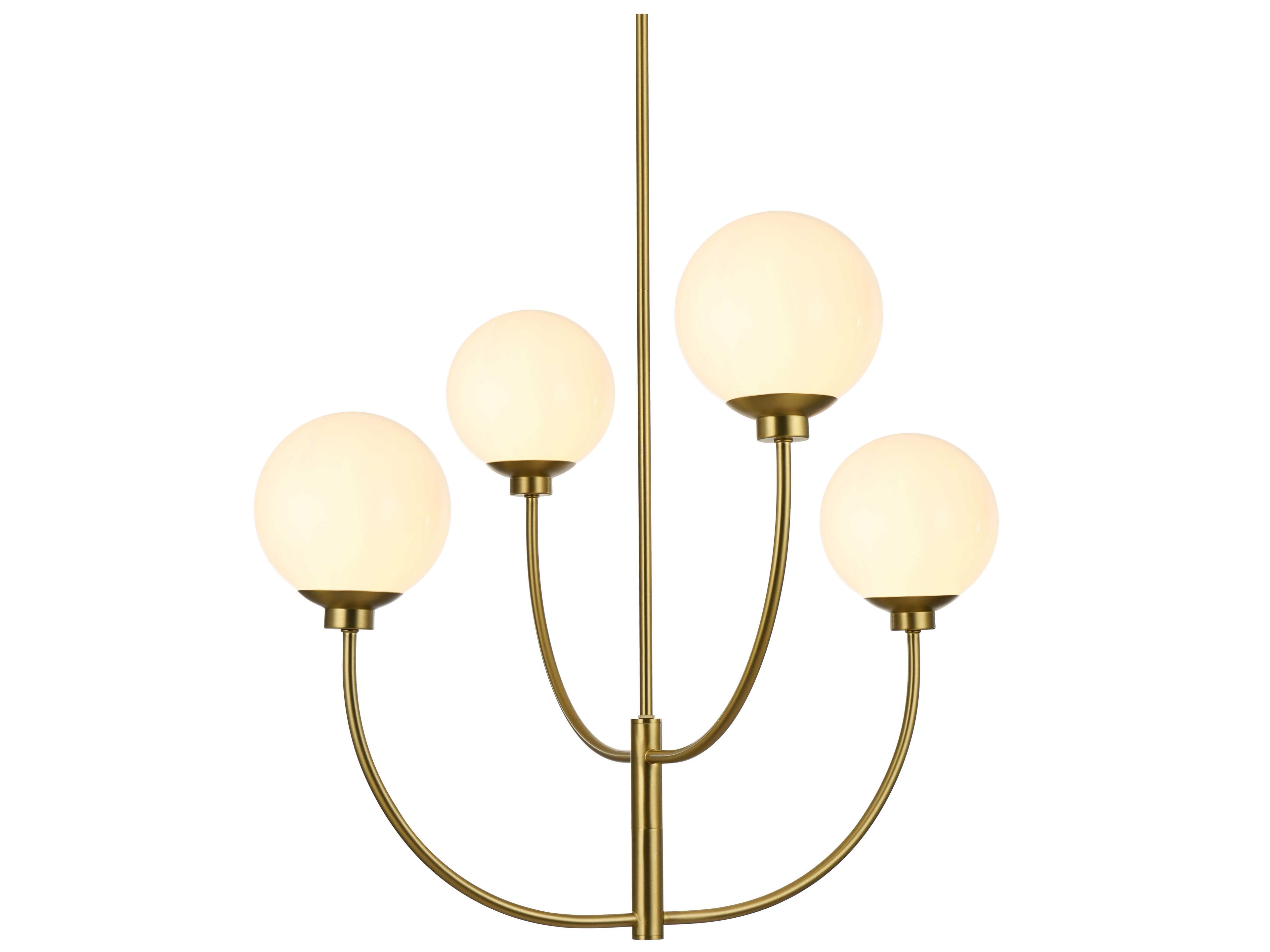 Elegant Lighting Nyomi 4-Light Satin Gold Globe Chandelier