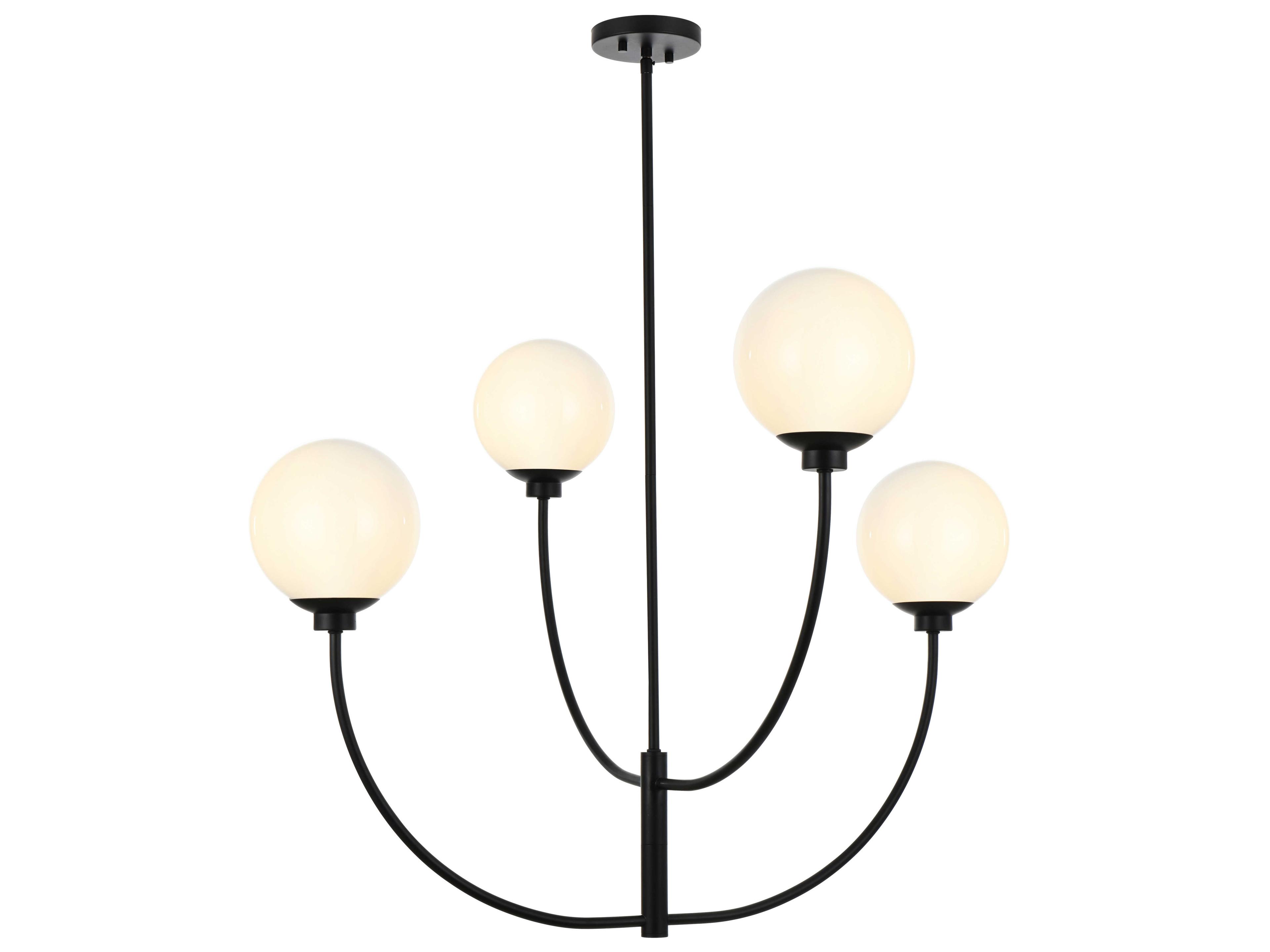 Elegant Lighting Nyomi 4-Light Black Globe Chandelier