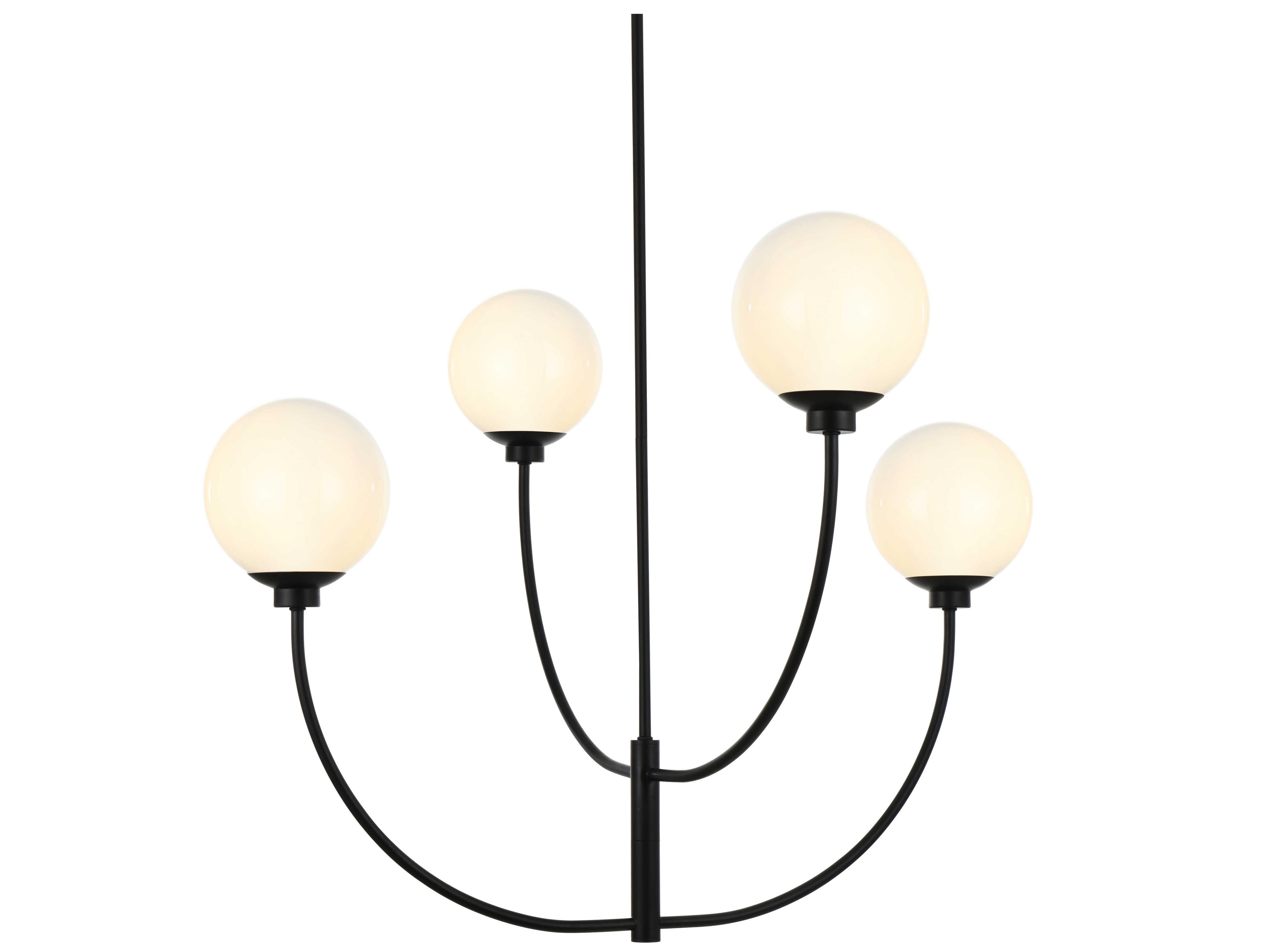 Elegant Lighting Nyomi 4-Light Black Globe Chandelier