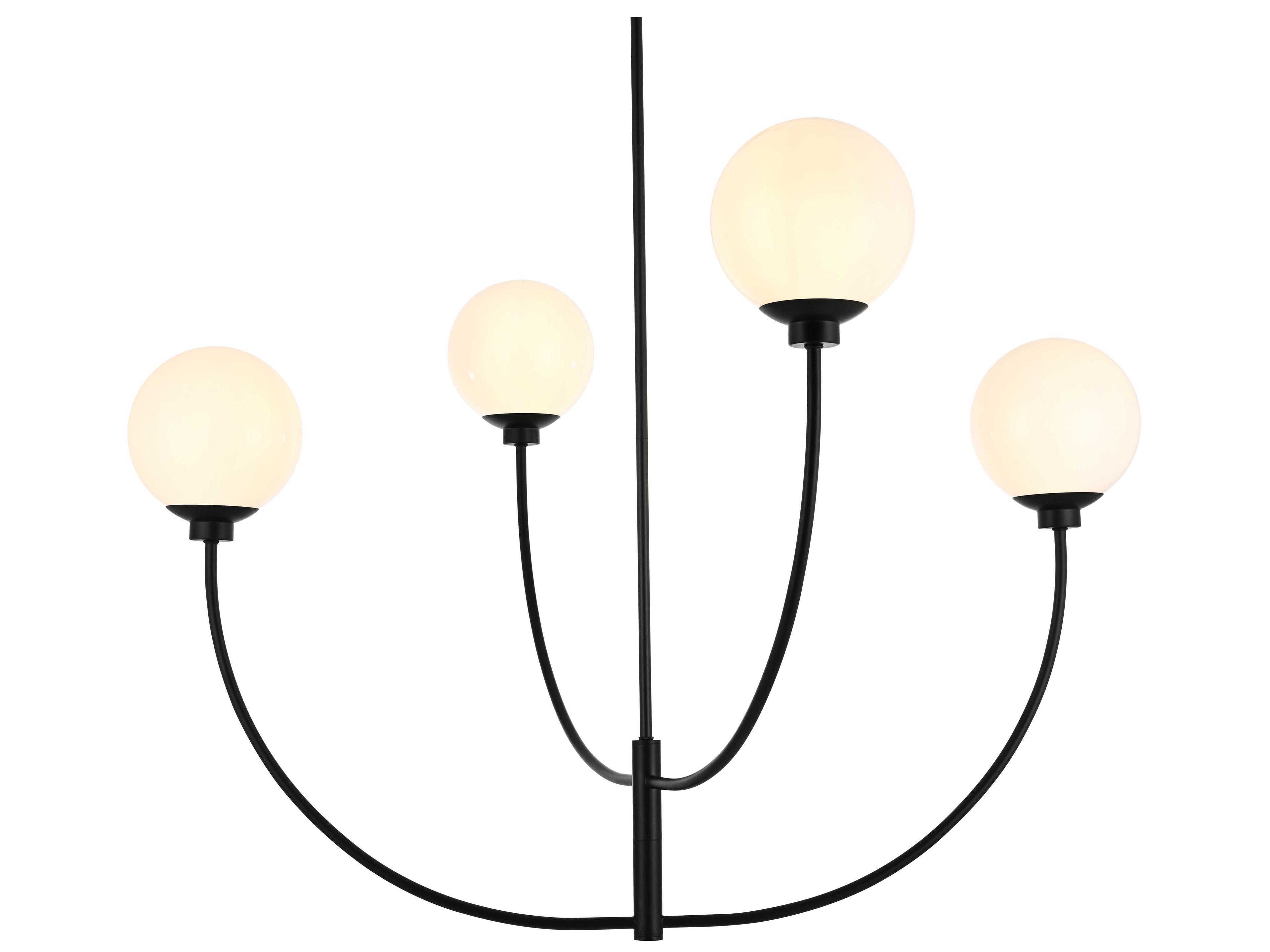 Elegant Lighting Nyomi 4-Light Black Globe Chandelier