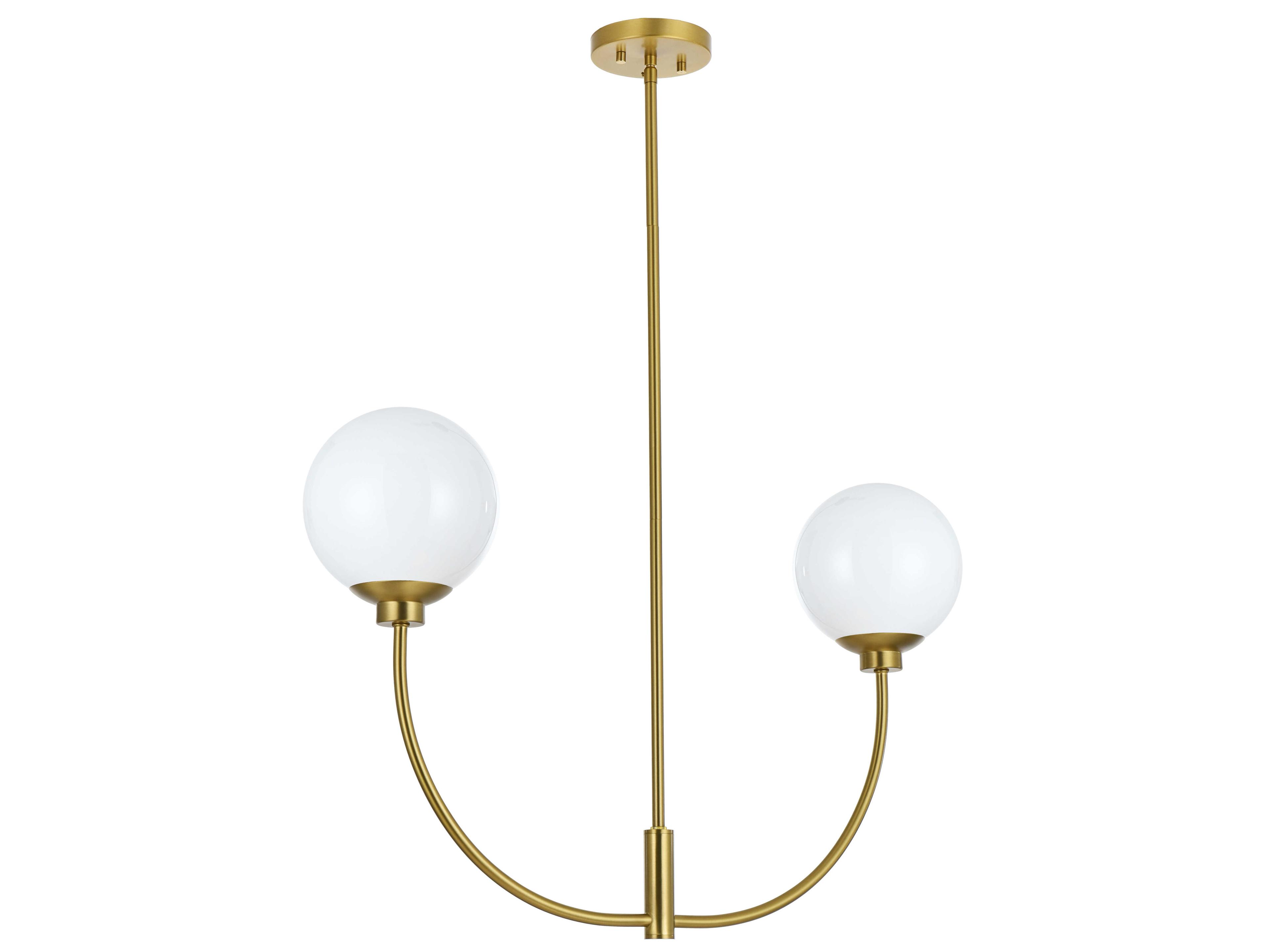 Elegant Lighting Nyomi 2-Light Satin Gold Globe Island Pendant