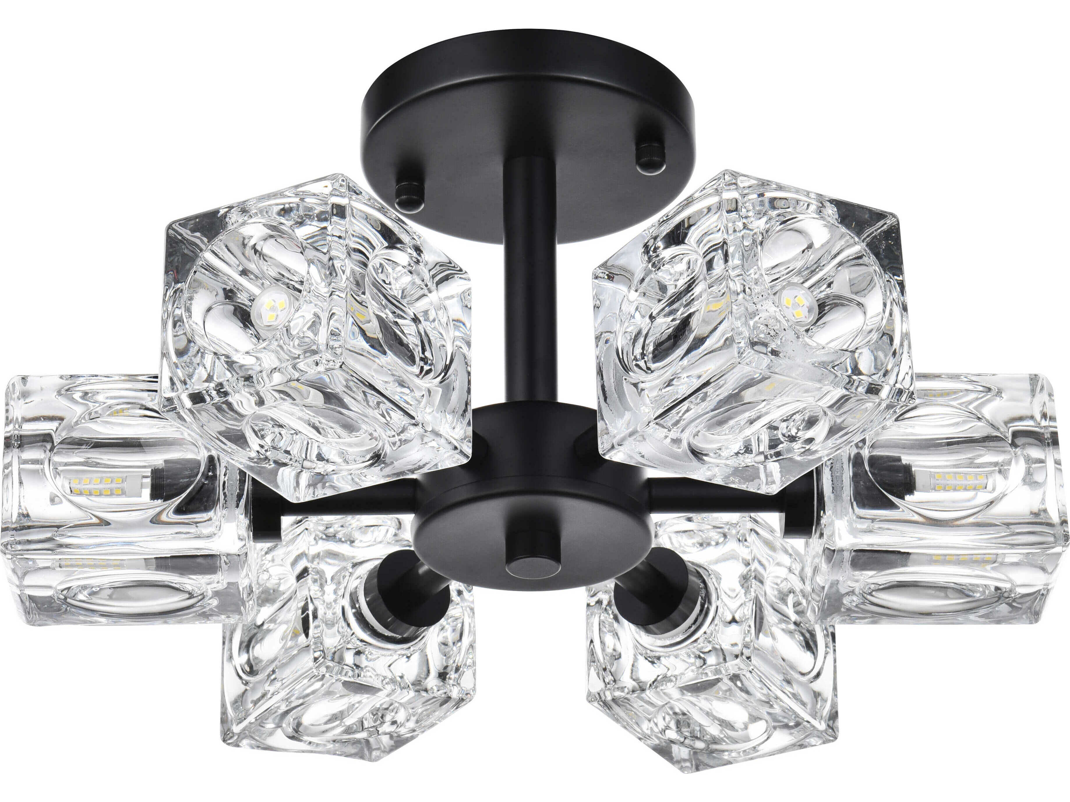 Elegant Lighting Lyra 6-Light Black Semi Flush Mount