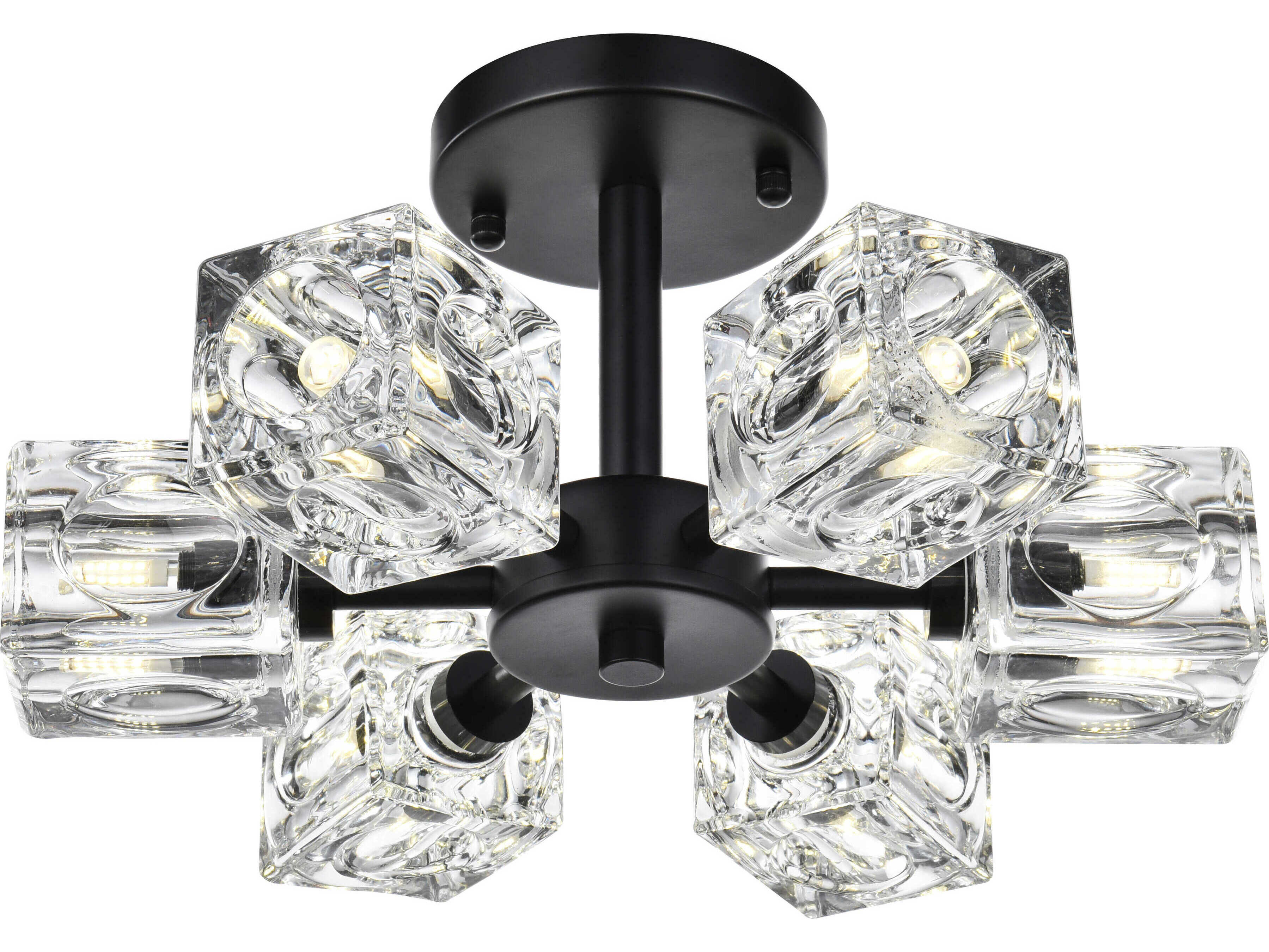 Elegant Lighting Lyra 6-Light Black Semi Flush Mount
