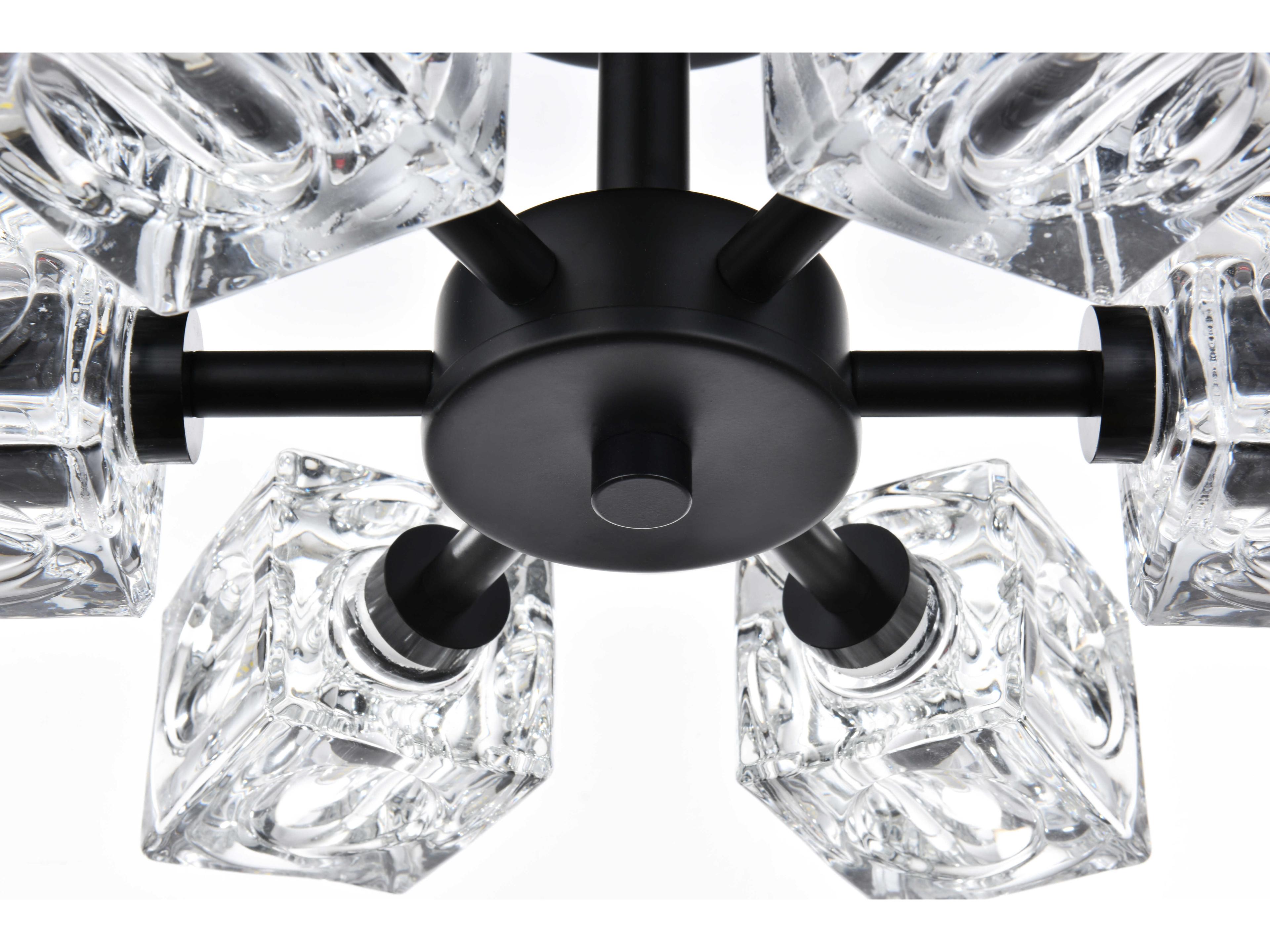 Elegant Lighting Lyra 6-Light Black Semi Flush Mount