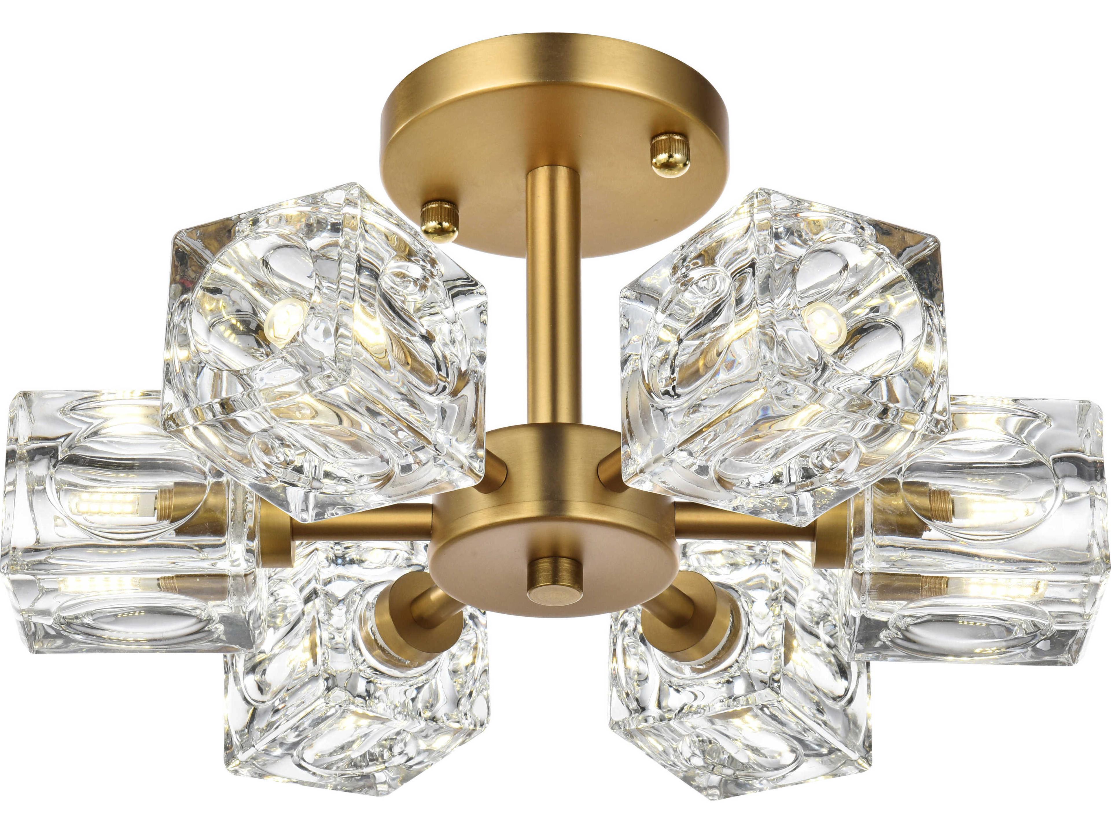 Elegant Lighting Lyra 6-Light Satin Gold Semi Flush Mount