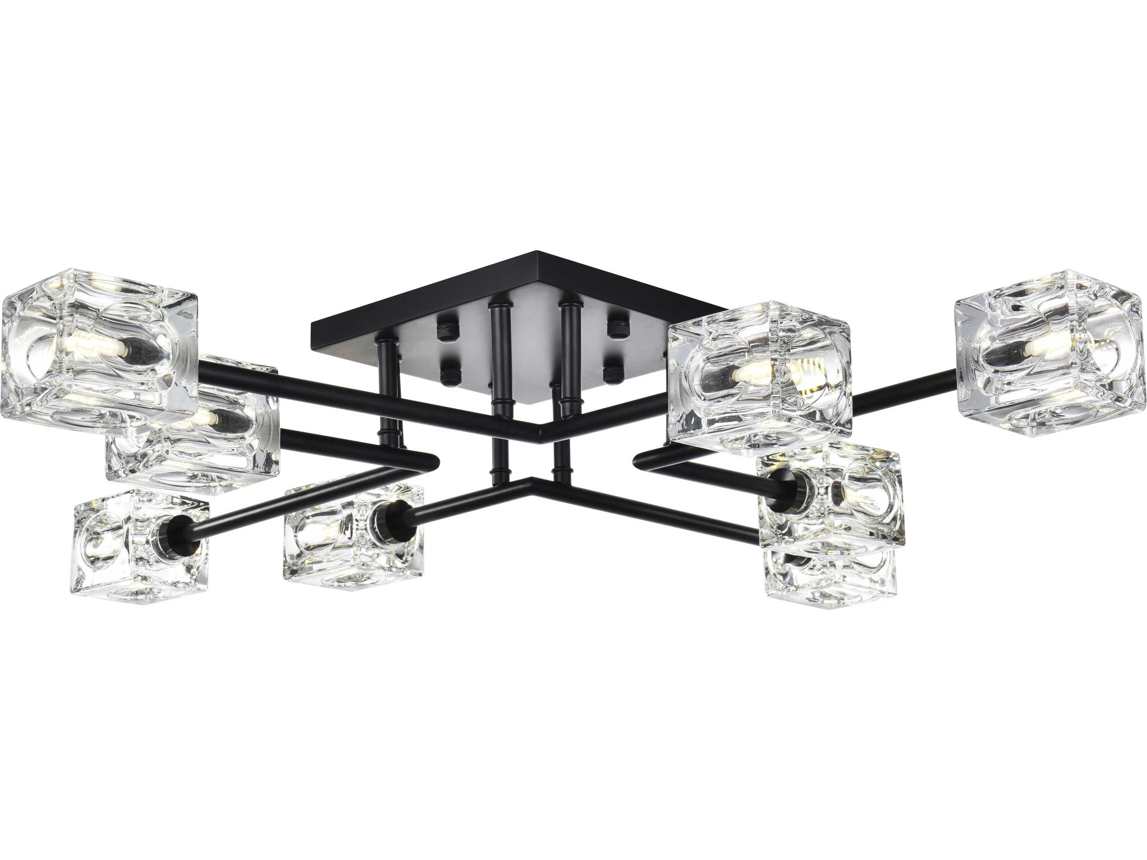 Elegant Lighting Lyra 8-Light Black Semi Flush Mount