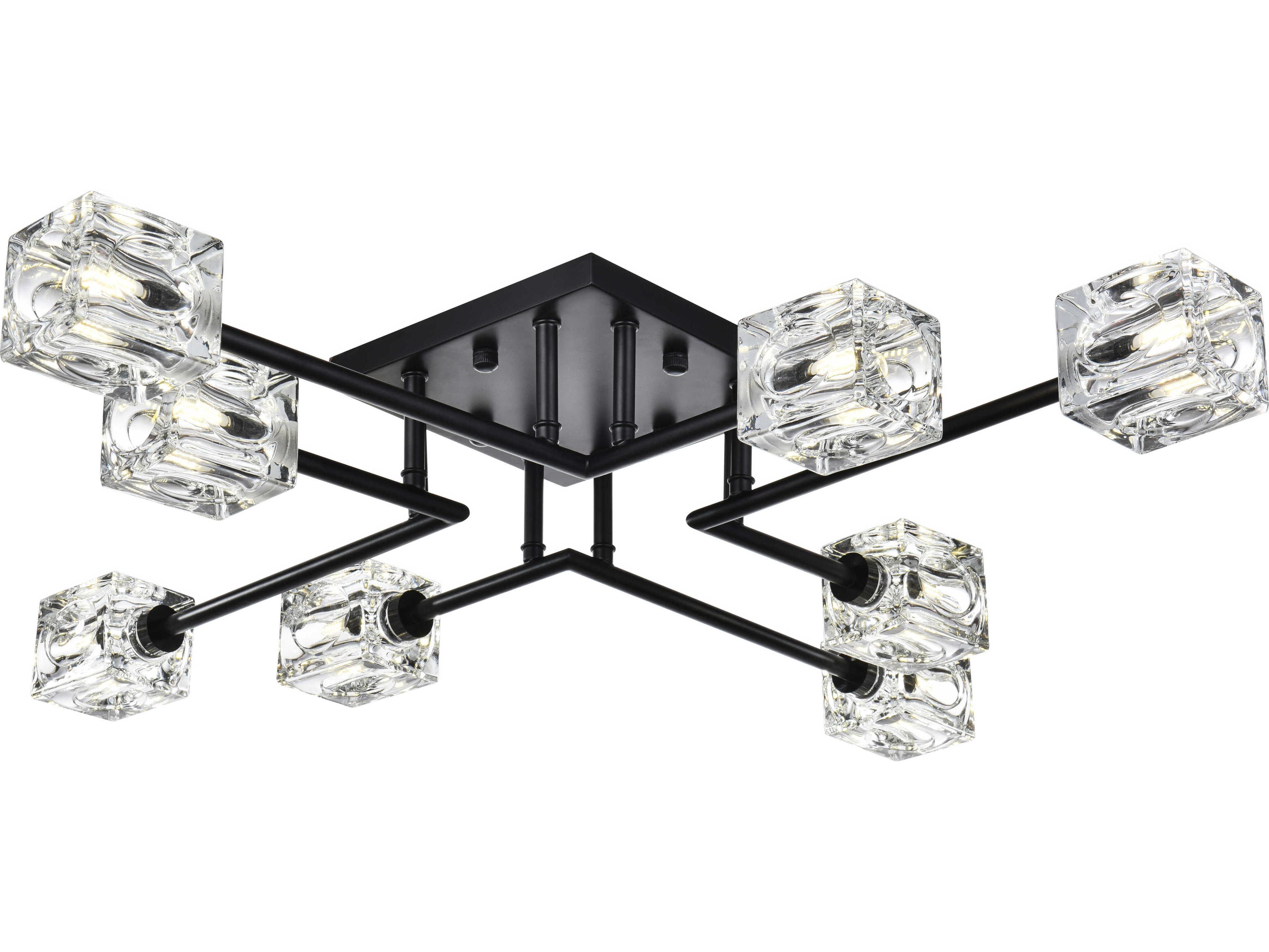 Elegant Lighting Lyra 8-Light Black Semi Flush Mount