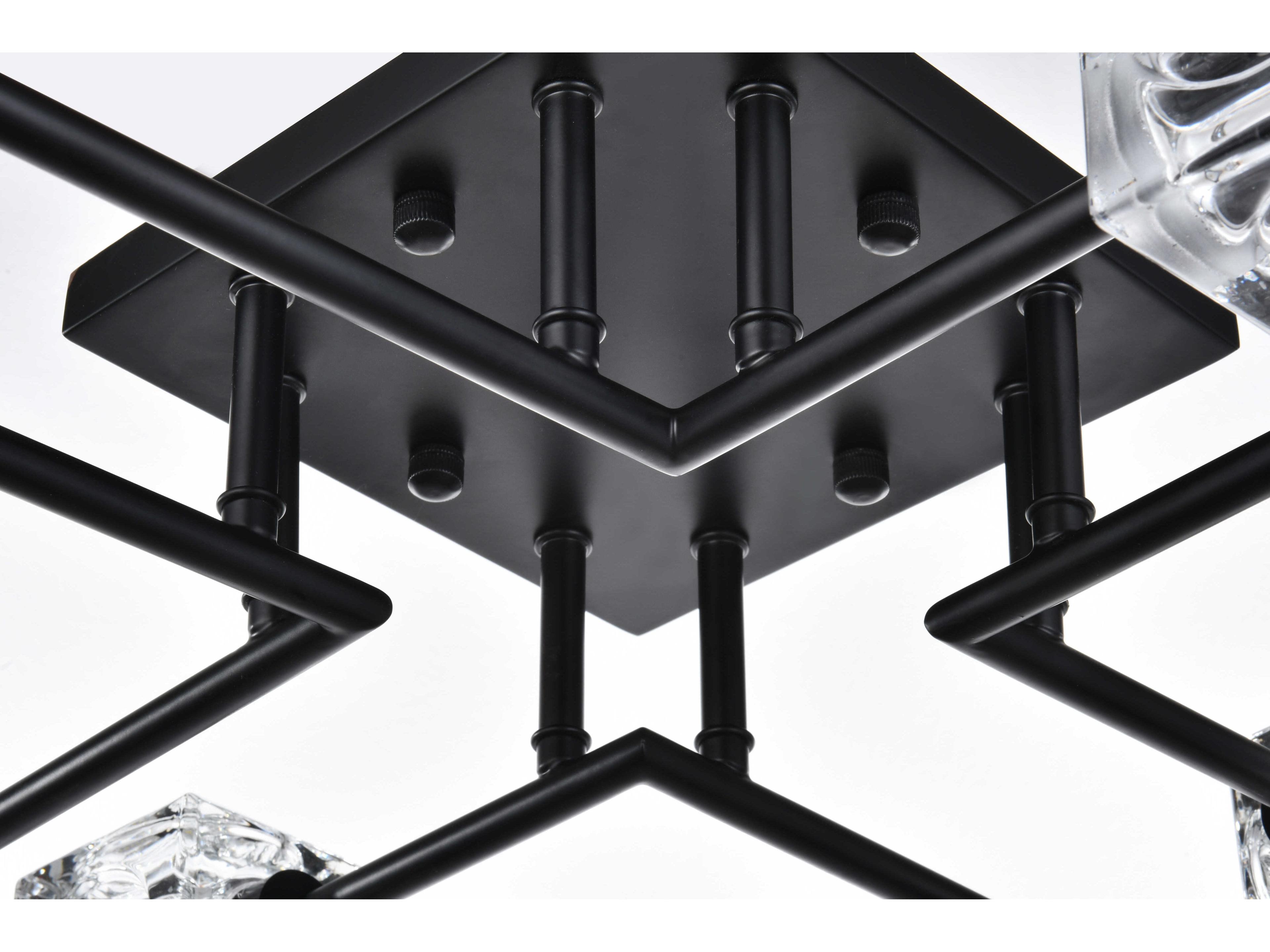 Elegant Lighting Lyra 8-Light Black Semi Flush Mount