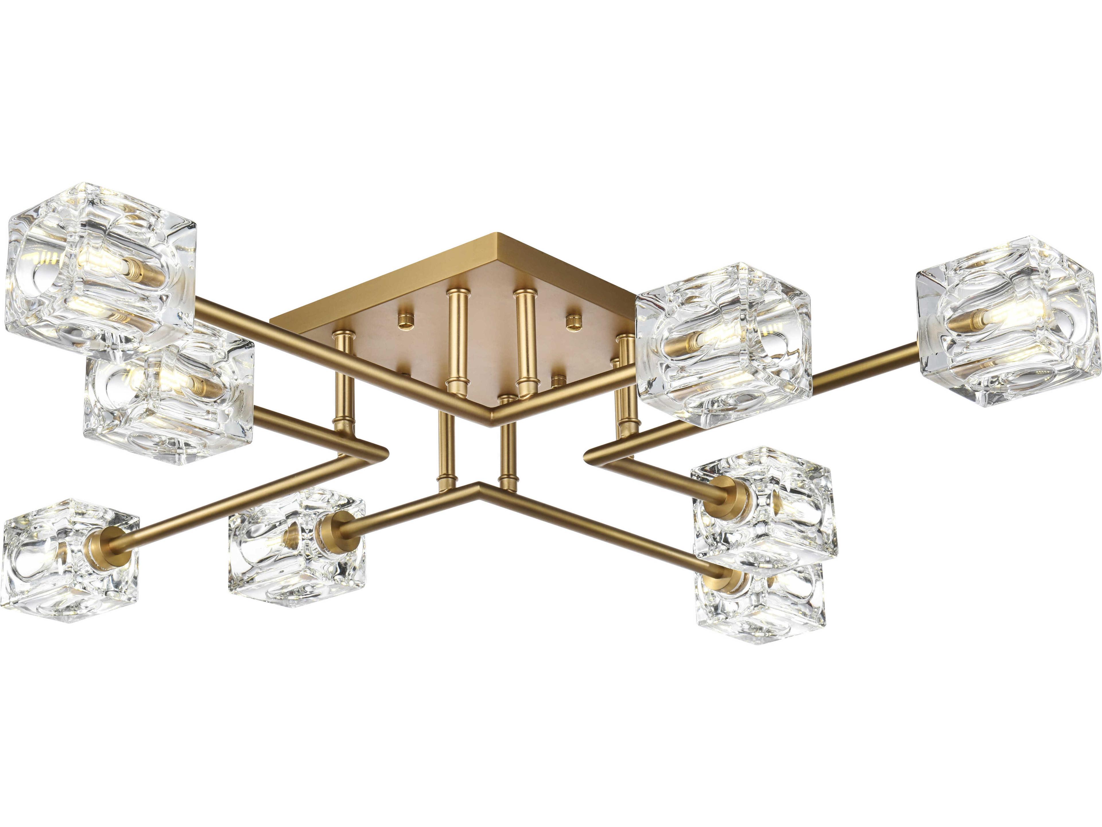 Elegant Lighting Lyra 8-Light Satin Gold Semi Flush Mount