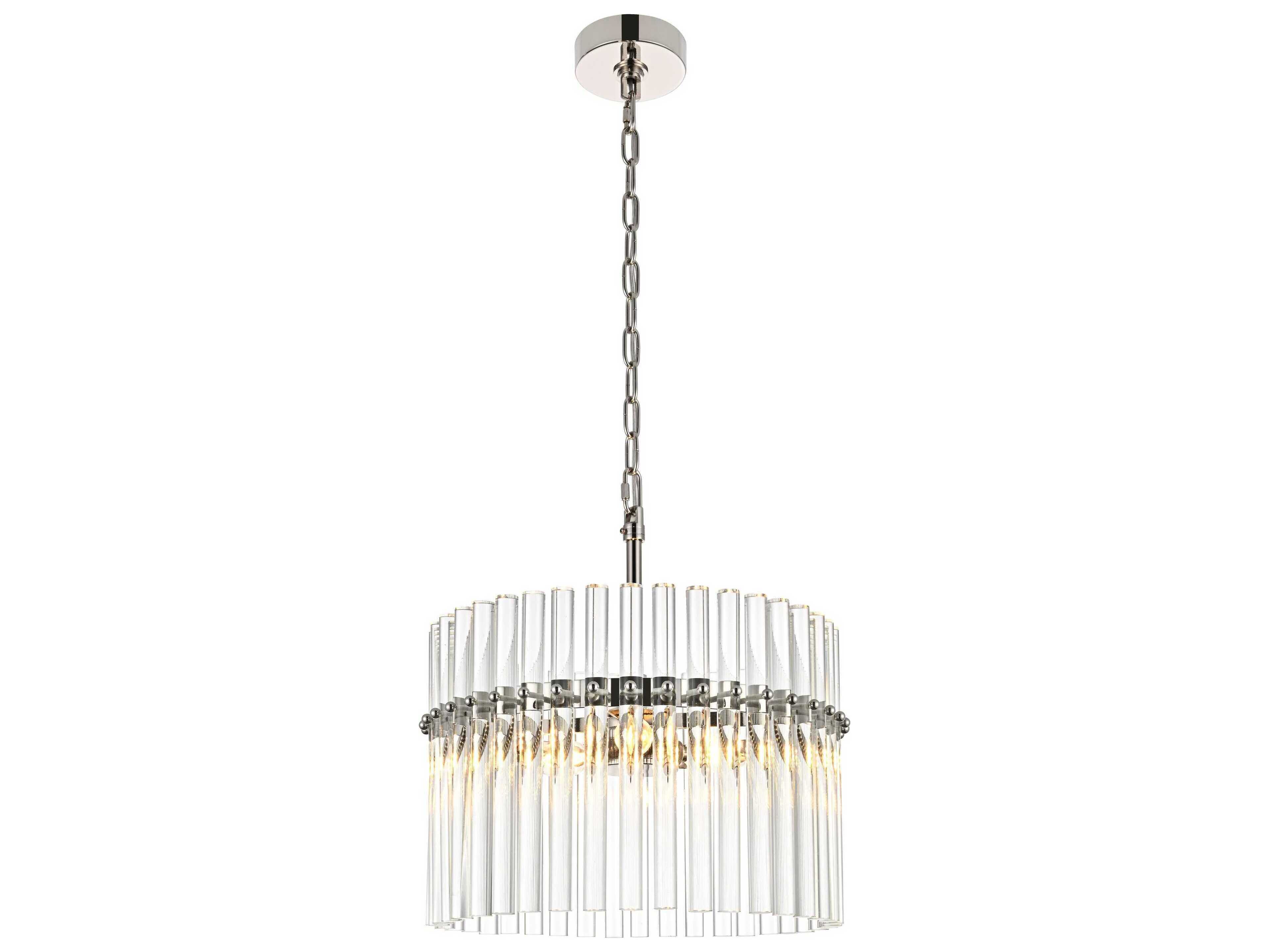 Elegant Lighting Paulina 3-Light Polished Nickel Drum Chandelier
