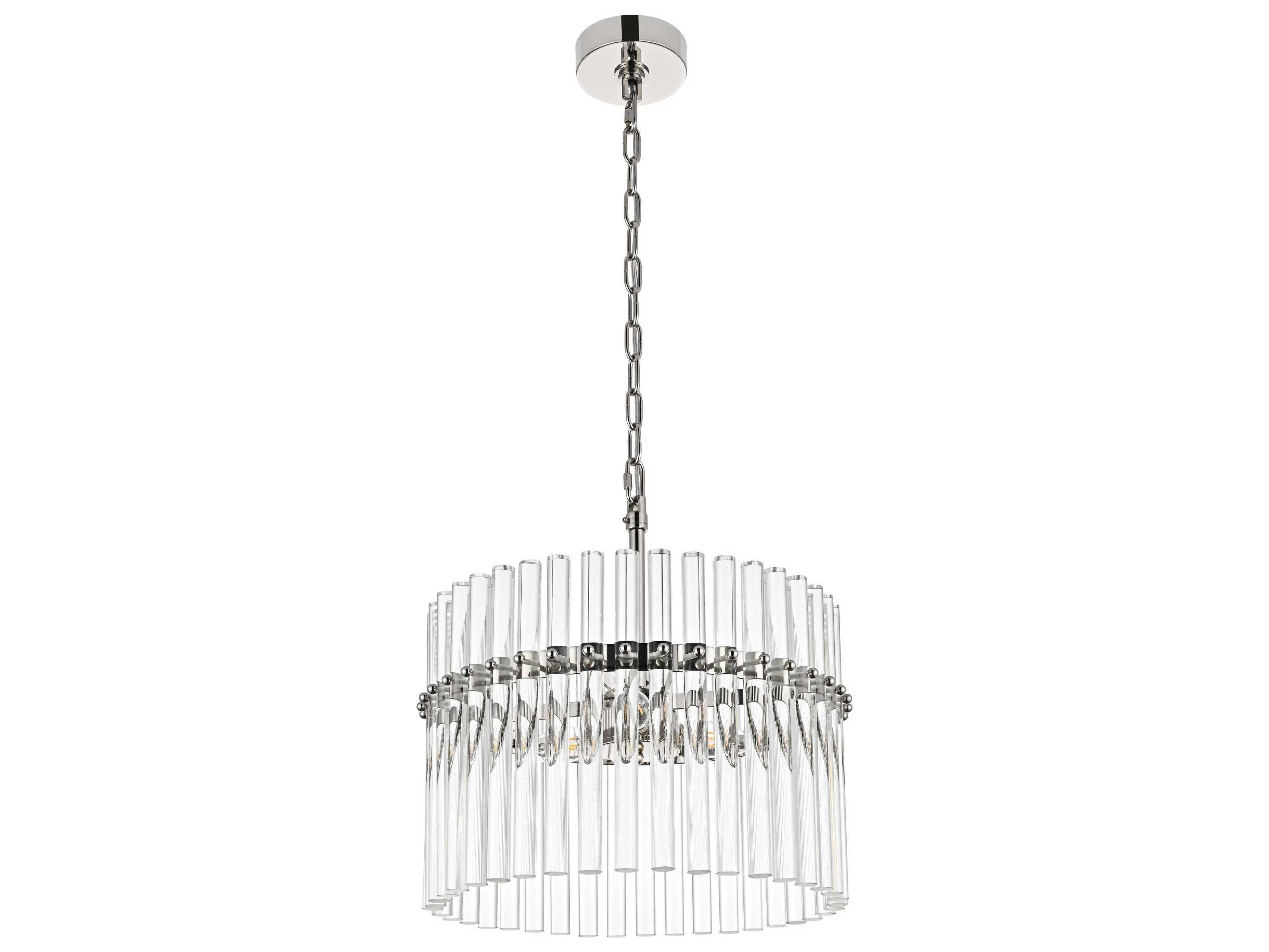 Elegant Lighting Paulina 3-Light Polished Nickel Drum Chandelier