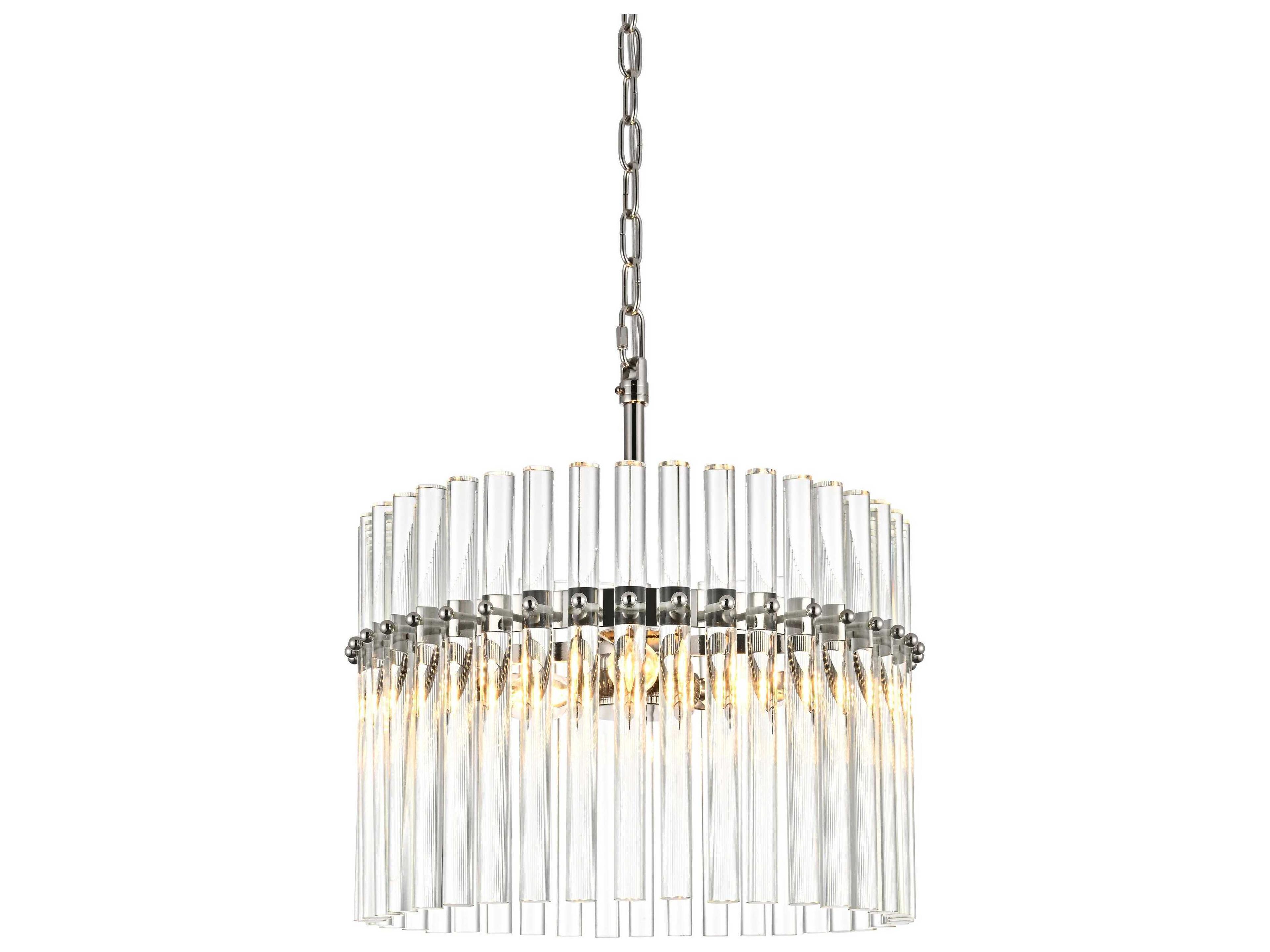 Elegant Lighting Paulina 3-Light Polished Nickel Drum Chandelier