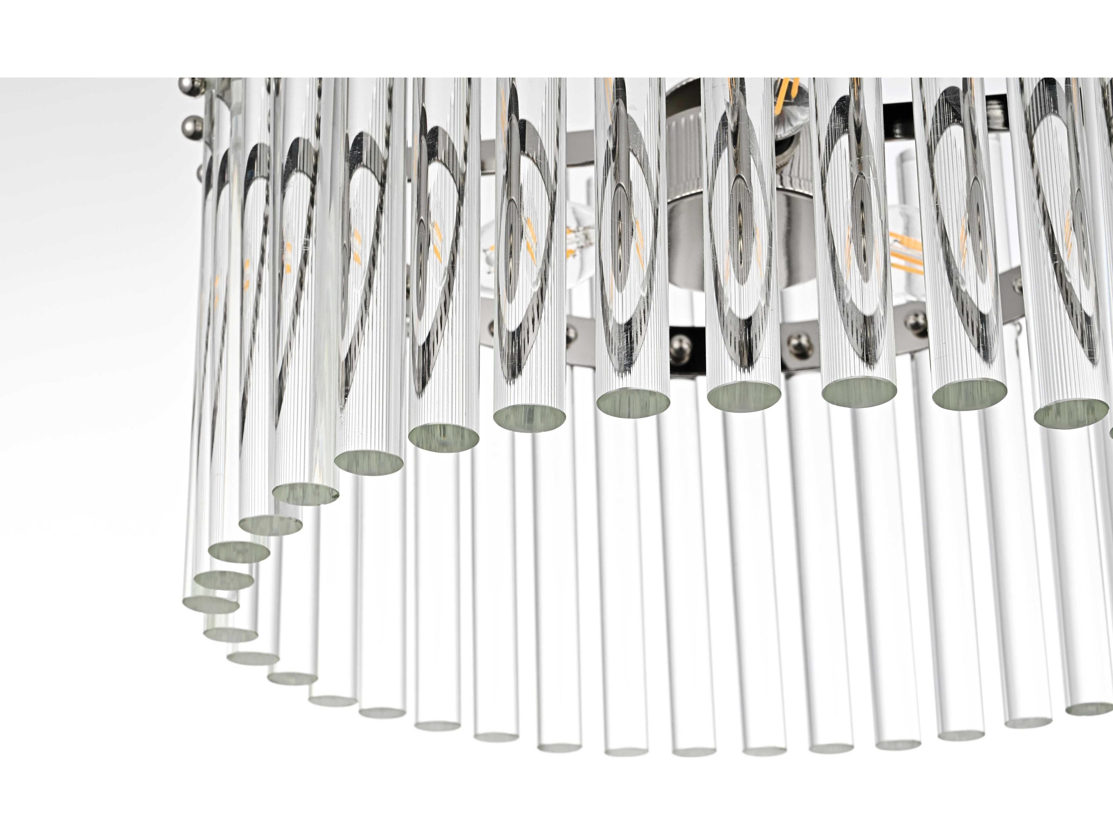 Elegant Lighting Paulina 3-Light Polished Nickel Drum Chandelier