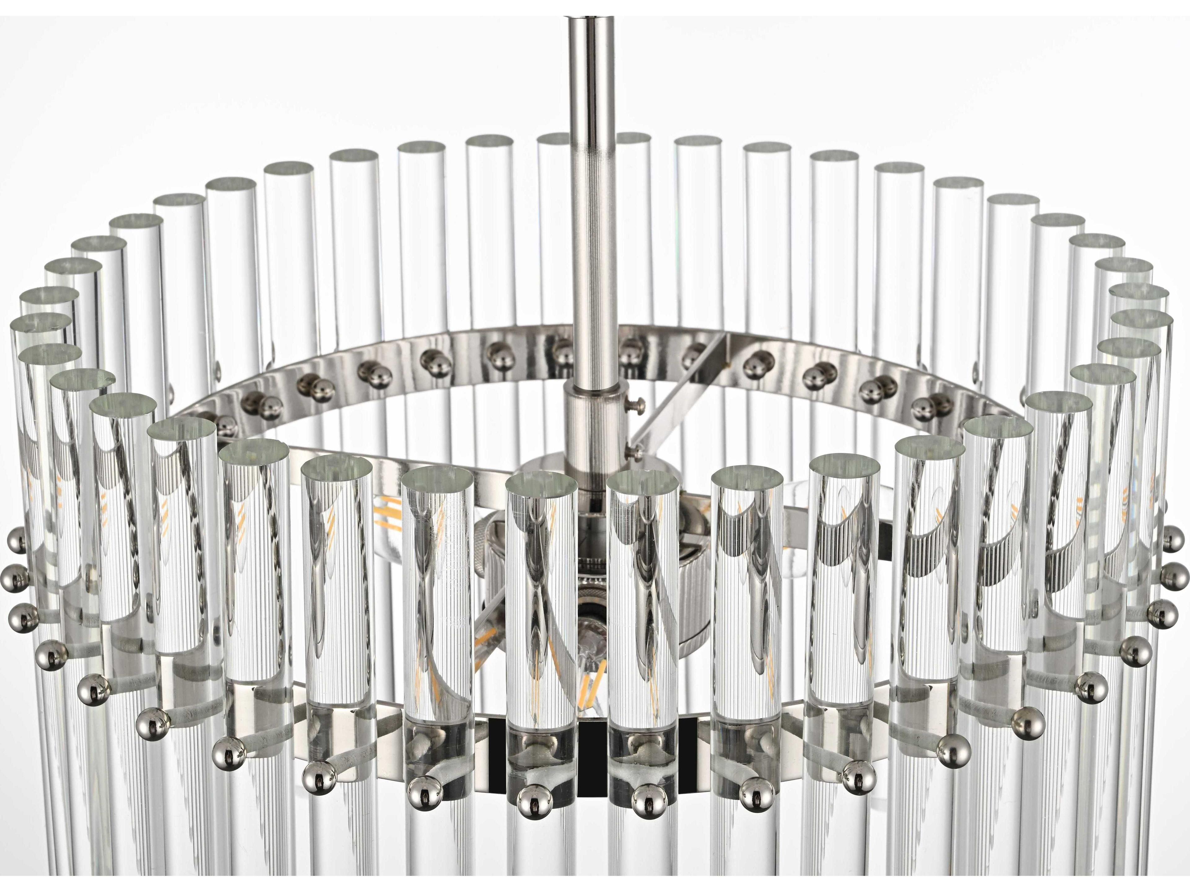 Elegant Lighting Paulina 3-Light Polished Nickel Drum Chandelier