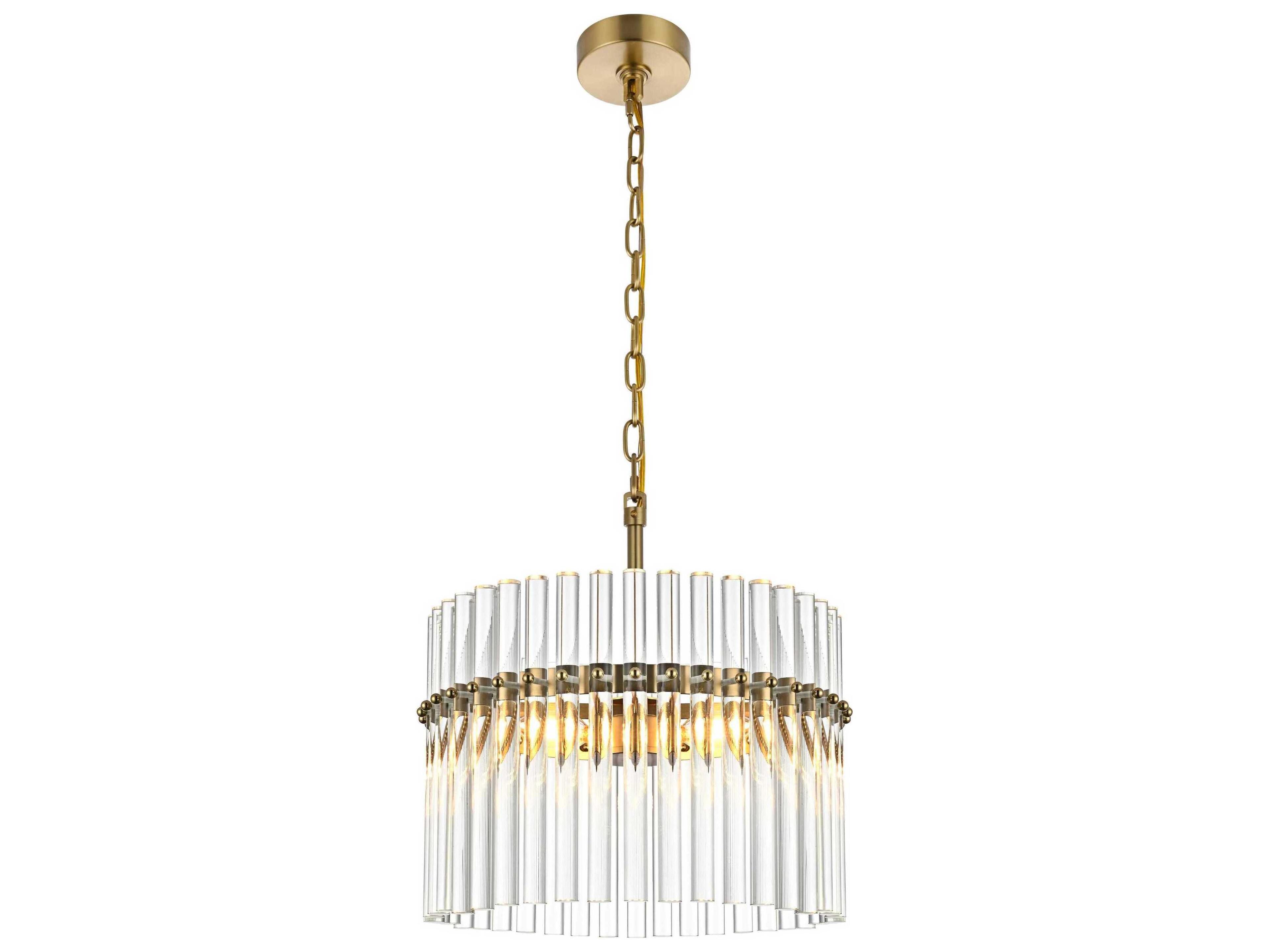 Elegant Lighting Paulina 3-Light Satin Gold Drum Chandelier