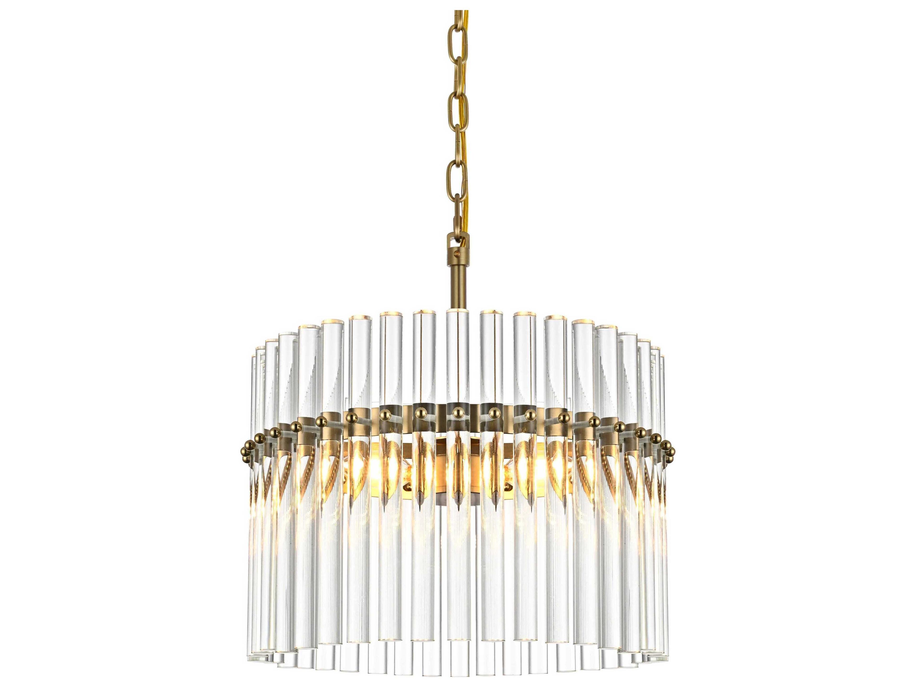 Elegant Lighting Paulina 3-Light Satin Gold Drum Chandelier