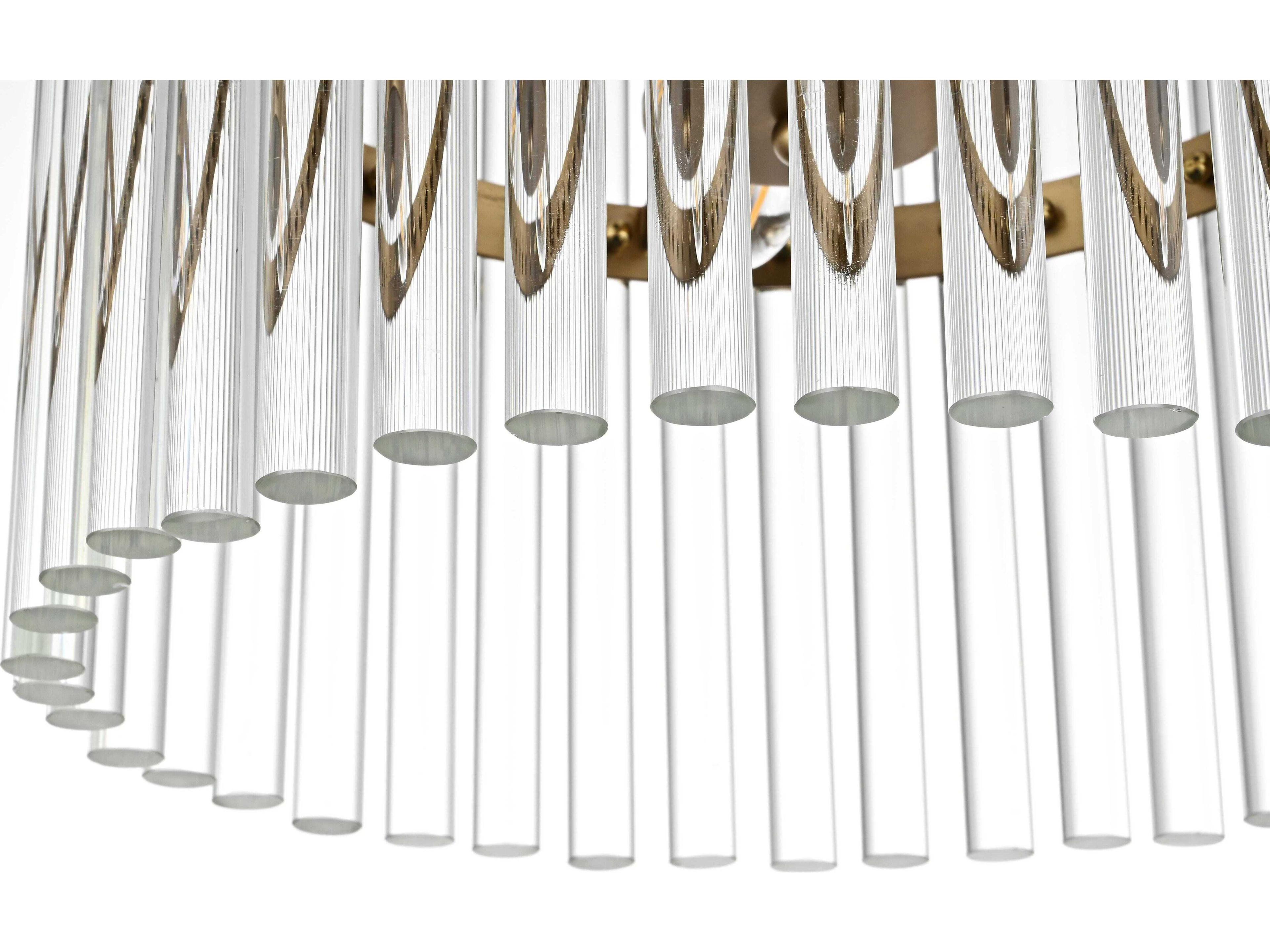 Elegant Lighting Paulina 3-Light Satin Gold Drum Chandelier