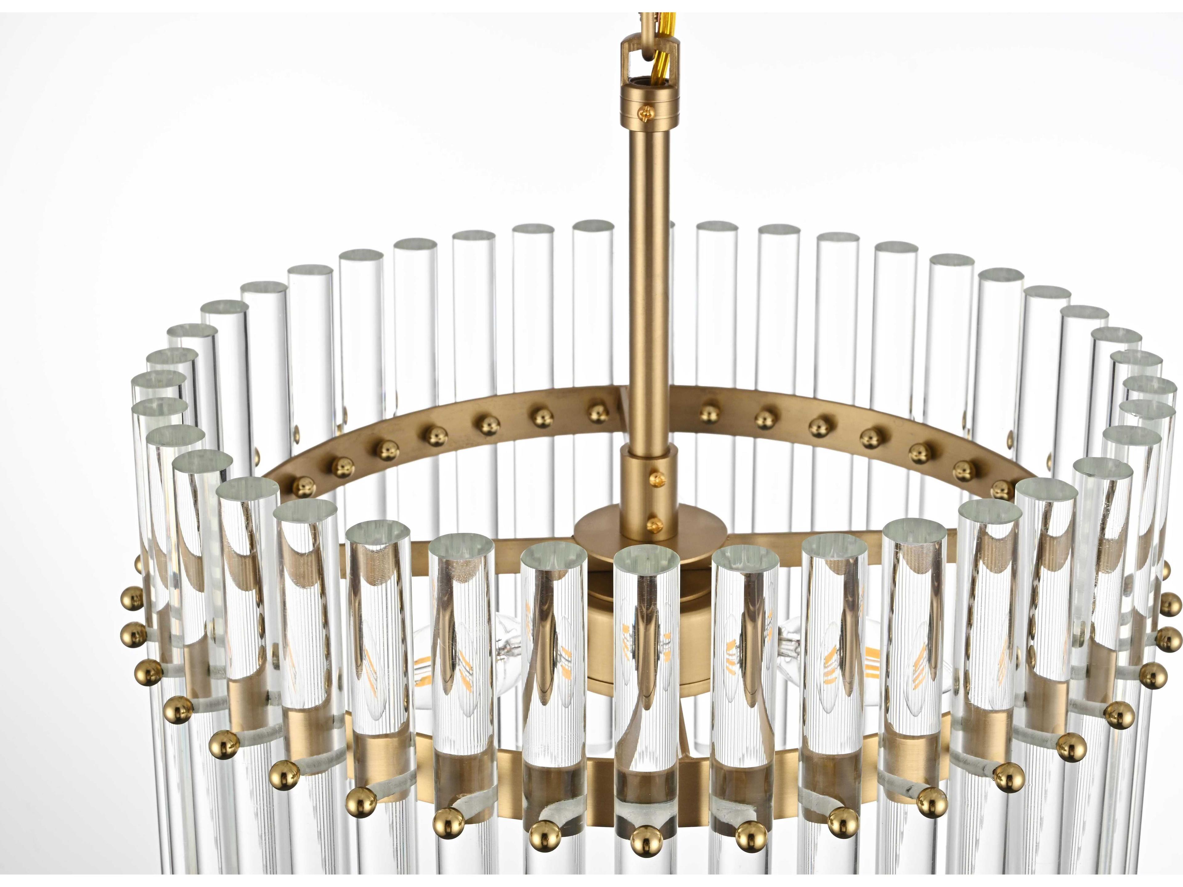 Elegant Lighting Paulina 3-Light Satin Gold Drum Chandelier